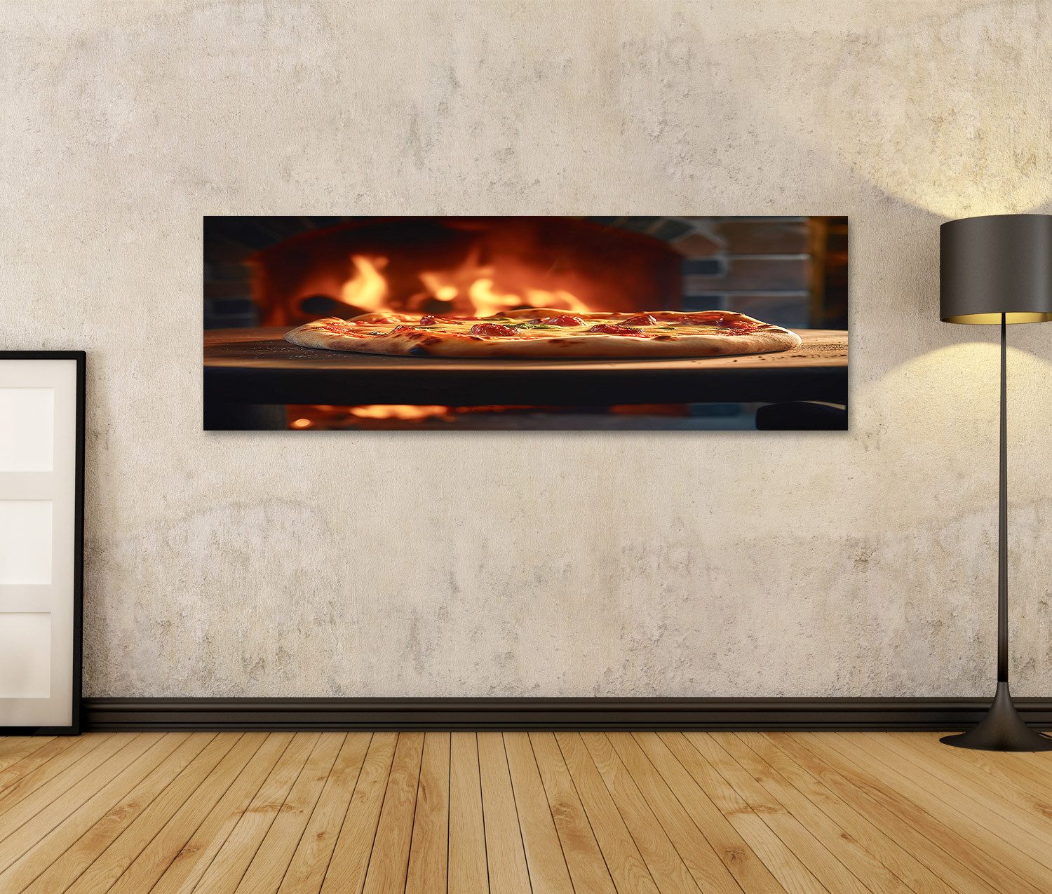 islandburner Leinwandbild Köstliche Holzgefeuerte Pizza Serviert Holzbrett günstig online kaufen