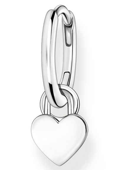 THOMAS SABO Single-Creole mit Herz Anhänger Silber, CR717-001-21, Einhänger abnehmbar