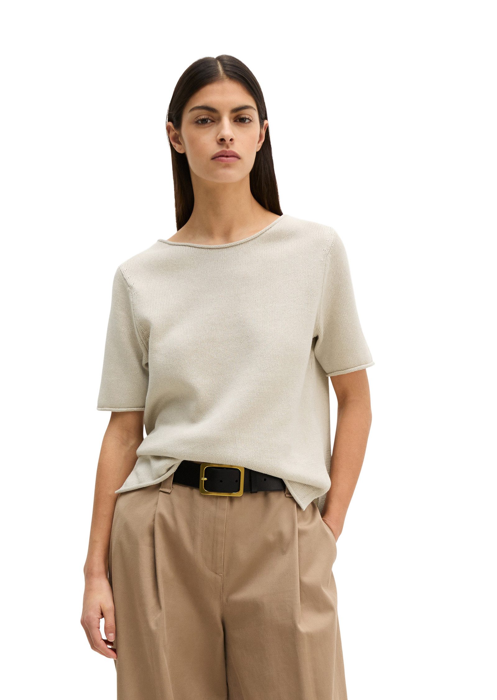 Marc O'Polo Kurzarmpullover aus Organic-Cotton-Leinen-Mix