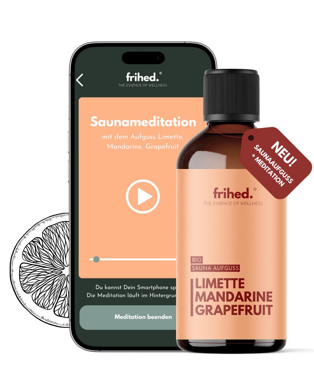 frihed. Nordic Wear Aufgusskonzentrat Bio Saunaaufguss mit App Meditation - langanhaltender Duft, 100 ml
