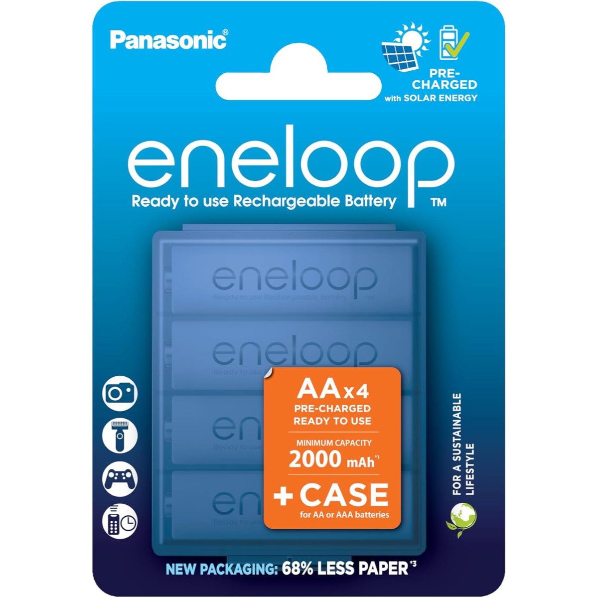 eneloop wiederaufladbare Batterien 4 Stk. – 2000 mAh, AA/HR06 Batterie, (4 St), wiederaufladbar