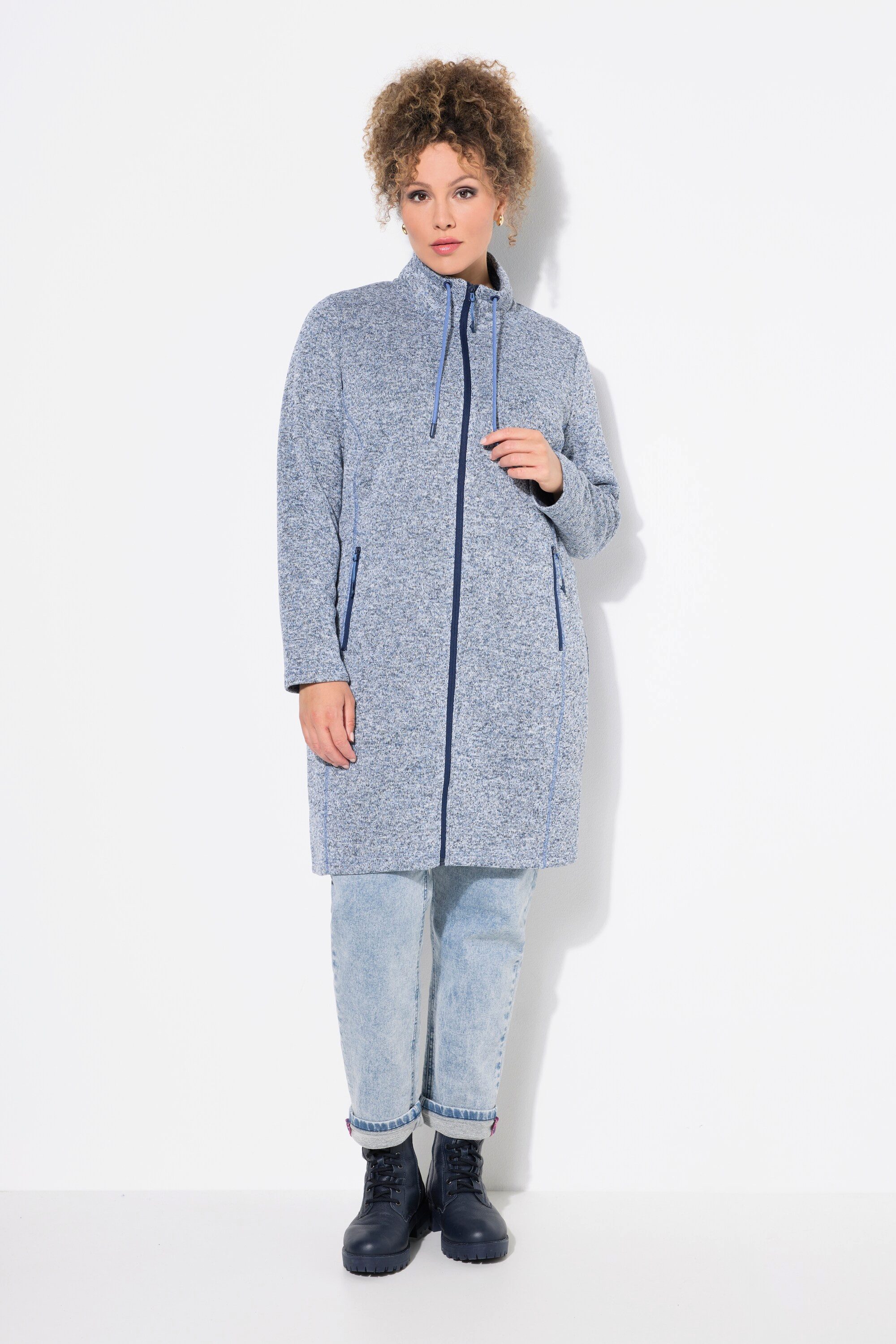 Ulla Popken Sweatjacke Strickfleecejacke Stehkragen längerer günstig online kaufen