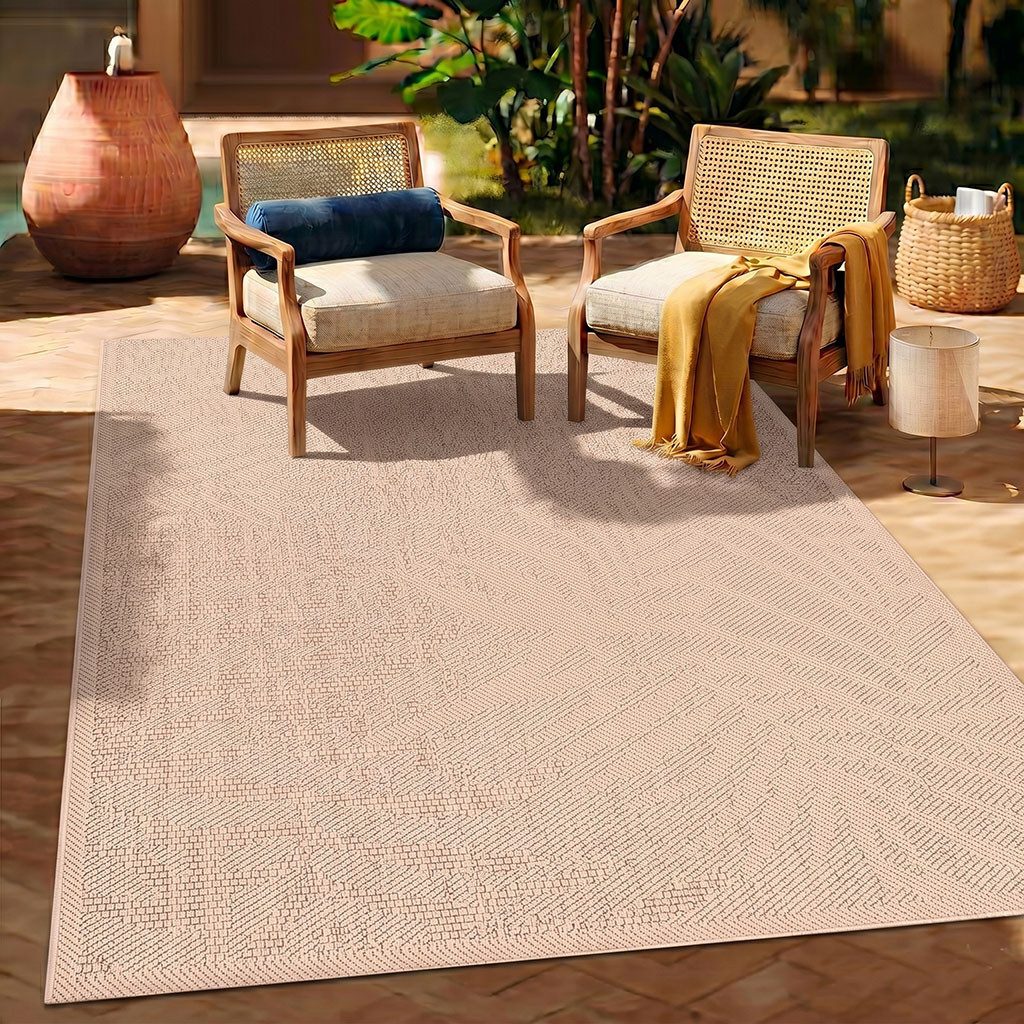 Vimoda Outdoorteppich Teppich In- und Outdoor Terrassen & Balkon Küche, Rechteckig, Höhe: 5 mm, Läufer Blumen Design wasserabweisend schnell trocknend