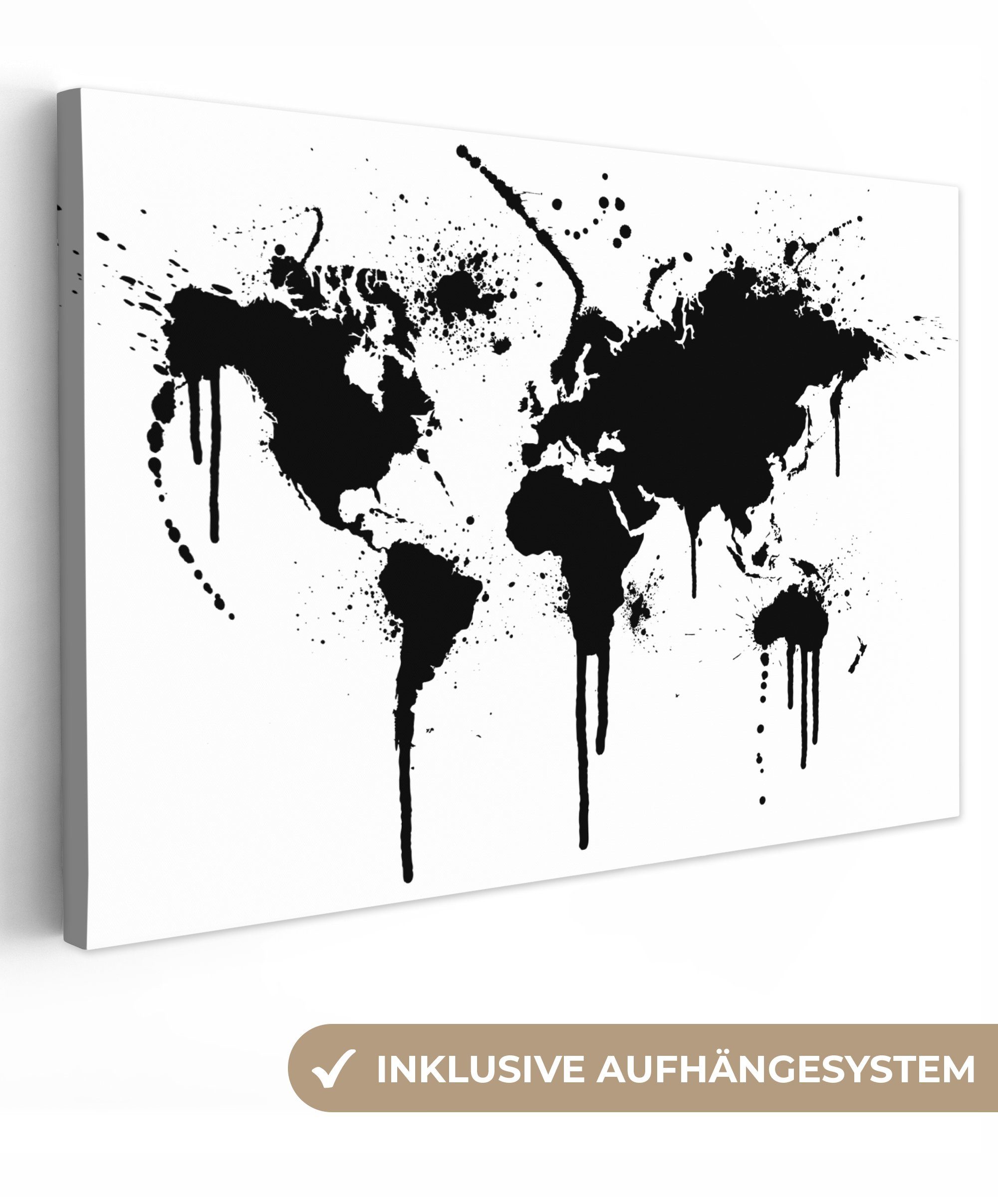 OneMillionCanvasses® Leinwandbild Weltkarte - Tinte - günstig online kaufen