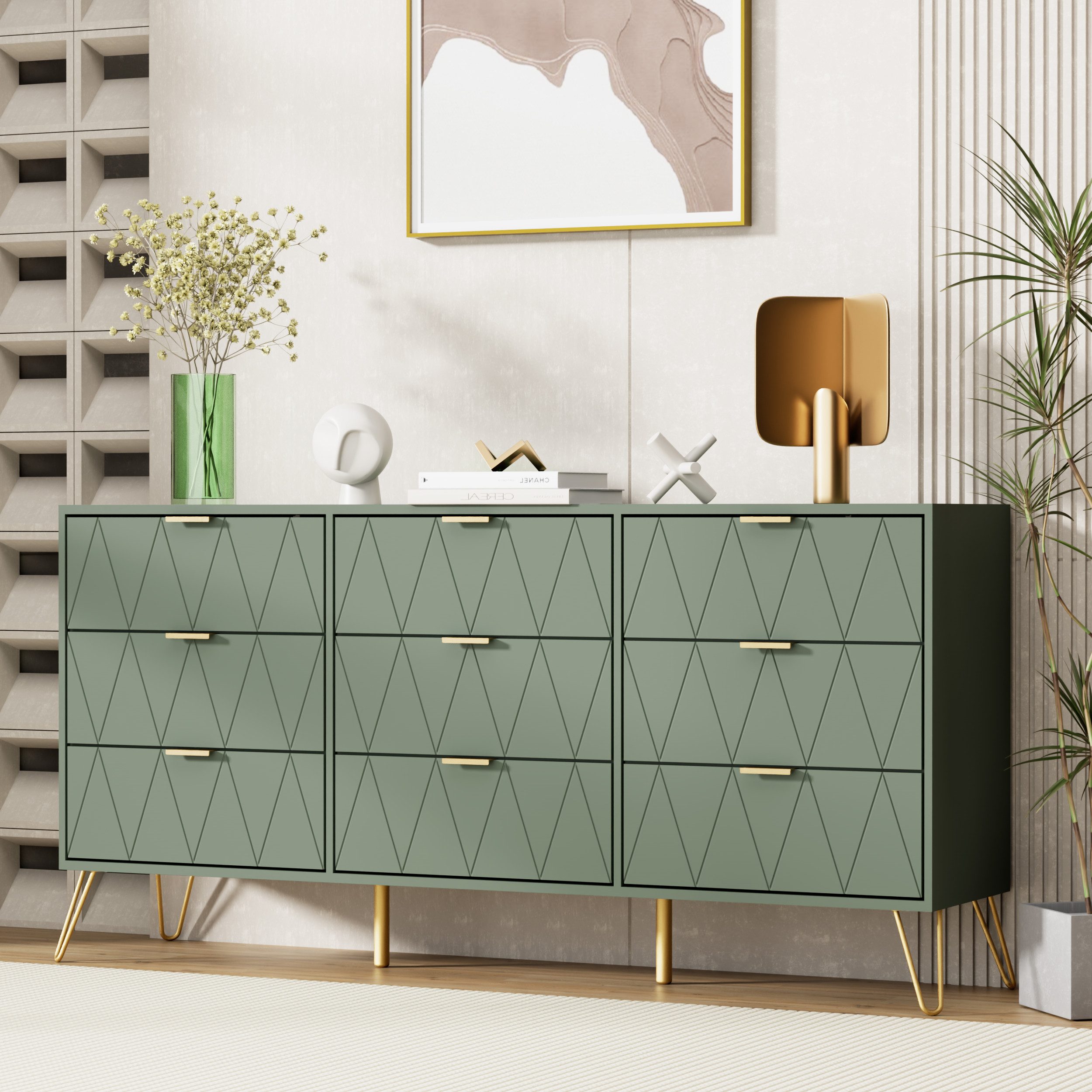 UEV Kommode modern Sideboard schmal Mehrzweckschrank für Kleidung Dokumente (Packung)