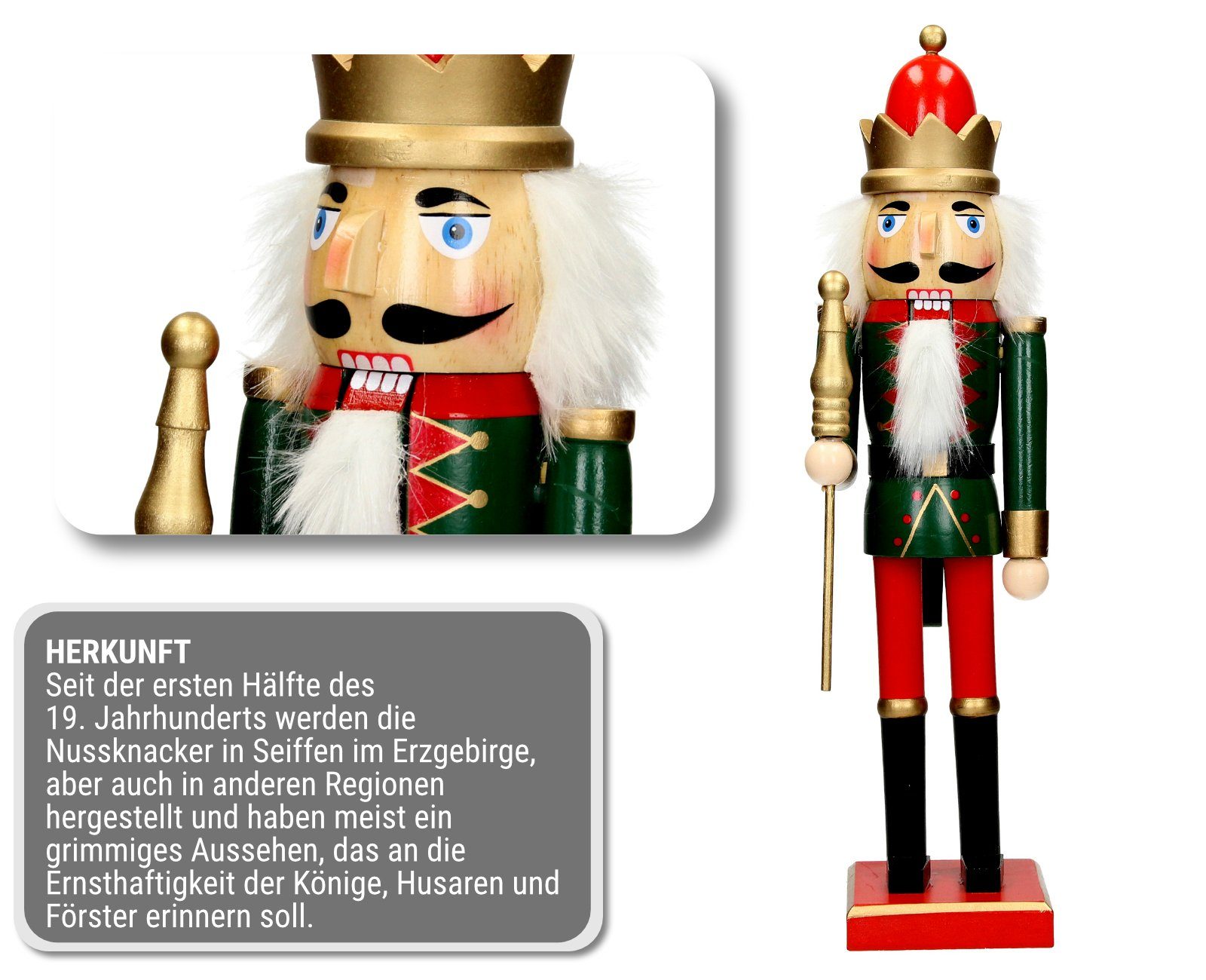 Weihnachtsfigur rot Erzgebirge Volkskunst Unikat HAGO Nussbeisser Holz Nussknacker Figur Deko