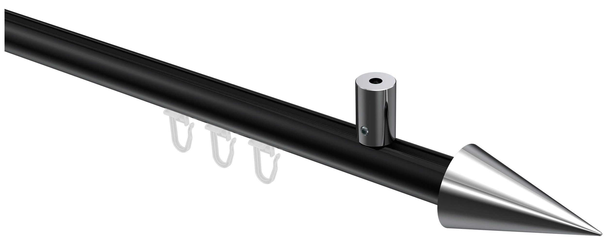 INTERDECO Innenlaufschiene Sonius Savio, Ø 20 mm, 1-läufig, Fixmaß, kürzbar, Deckenmontage, Aluminium, Schwarz / Chrom / Bicolor