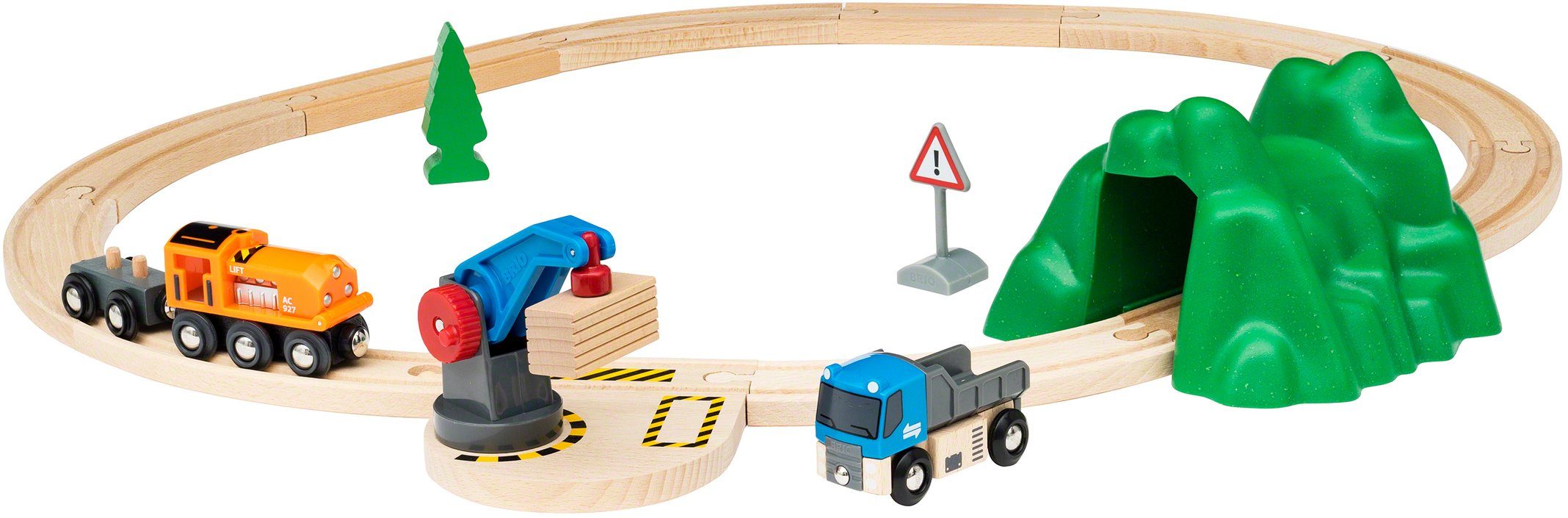 BRIO® Spielzeug-Eisenbahn BRIO® WORLD, Starterset Güterzug mit Kran, (Set), Made in Europe, FSC®- schützt Wald - weltweit