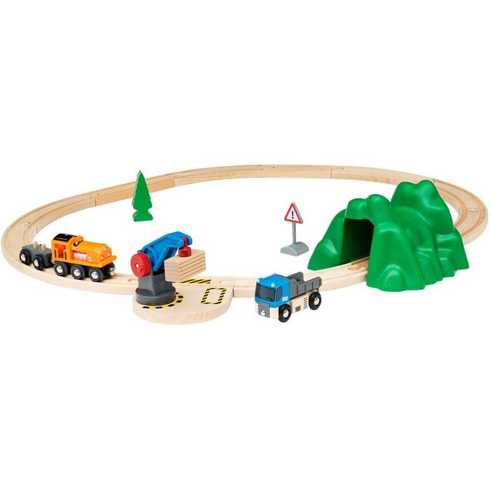 BRIO® Spielzeug-Eisenbahn BRIO® WORLD Starterset Güterzug mit Kran (Set) Made in Europe FSC®- schützt Wald - weltweit