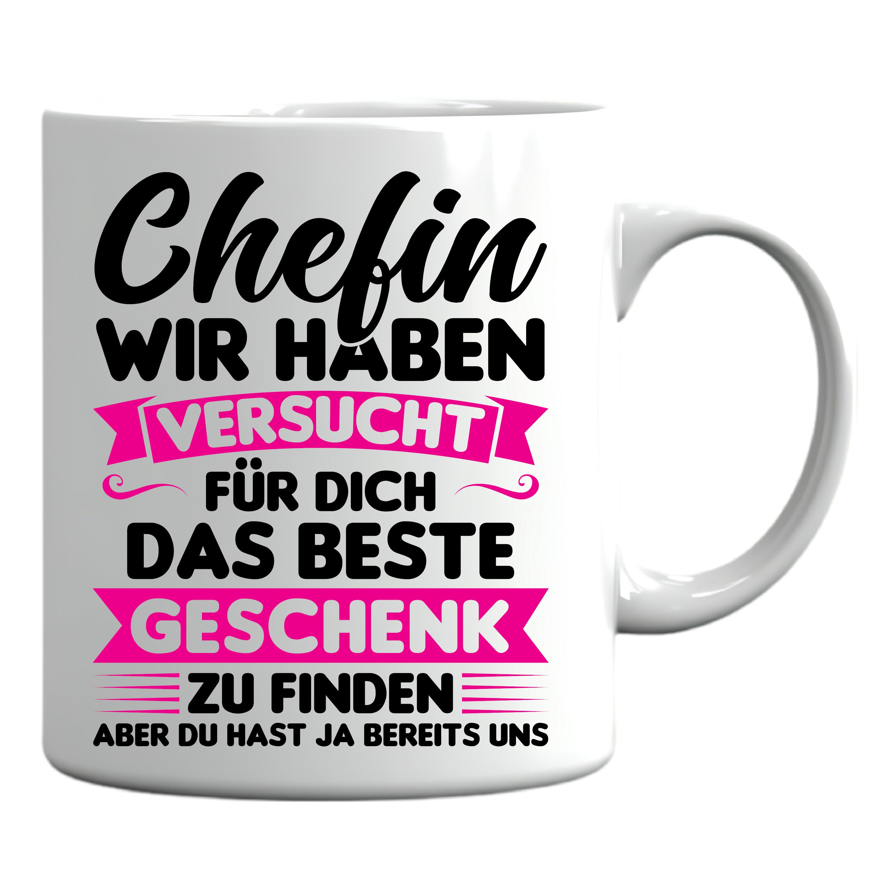 Printmacher Tasse Chefin Tasse wir haben versucht Geschenk, Chefin Abschied Geschenk