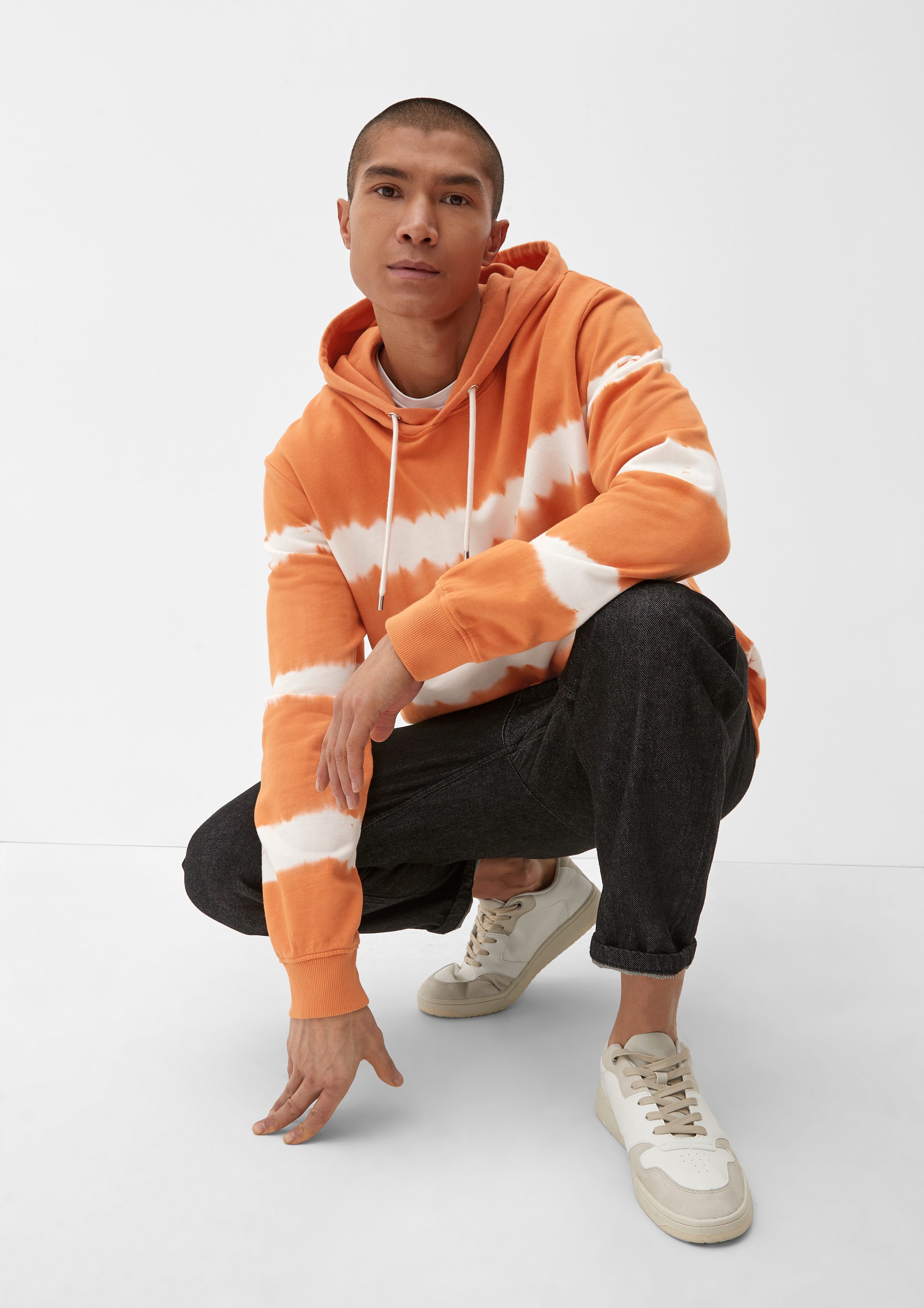 s.Oliver Streifenmuster Sweatshirt Dye orange Hoodie Garment mit