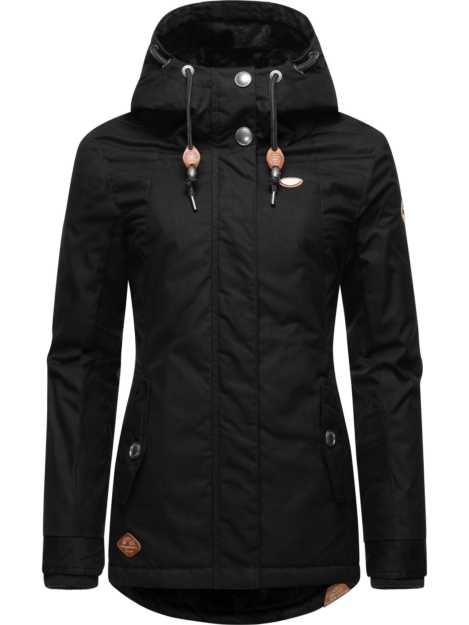 Ragwear Winterjacke Monade Damen Winterparka mit Kapuze und m. Fleece gefüttert