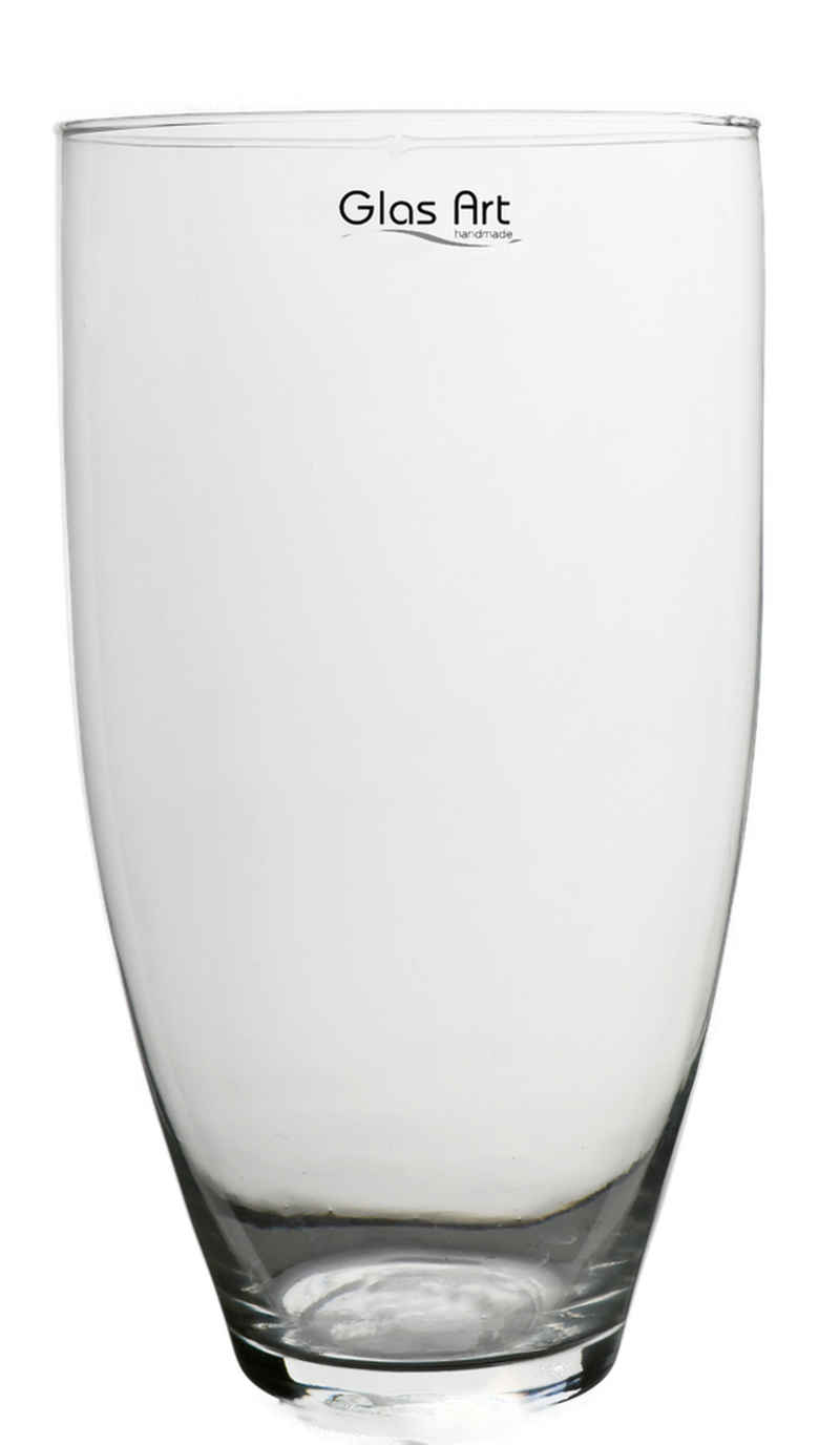 GlasArt Tischvase Glasvase Dekovase bauchig oval, Größe 25x13.5cm Wohnzimmer