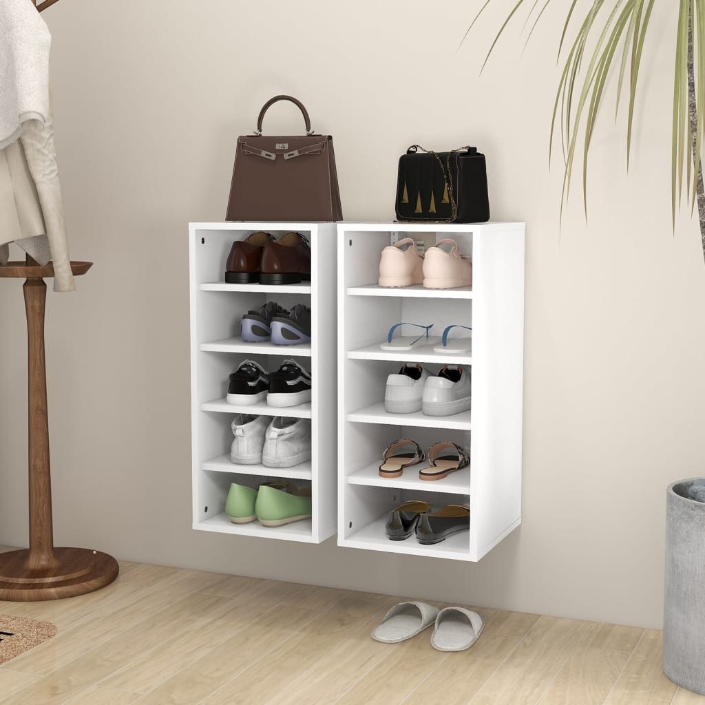 vidaXL Schuhschrank 315 x 35 x 70 cm Schuhschränke 2 Stk Weiß 31,5x35x70 cm Spanplatte