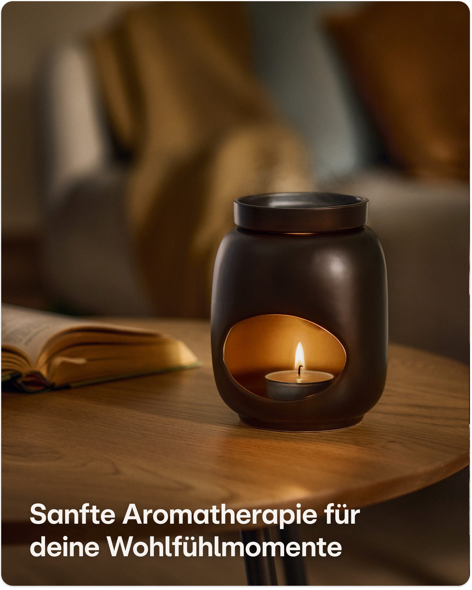 Praknu Duftlampe Duftlampe Keramik 100ml – Teelicht Aromalampe für Öle & Duftwachs (Einzelartikel, 1 St., 1 x Praknu Teelicht Duftlampe Keramik 100 ml – Verdampfen für Öle), Sanftes Verdampfen & Langanhaltender Duft – Diffuser Stövchen