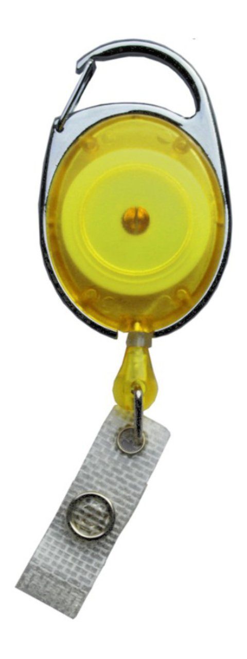 Kranholdt Schlüsselanhänger Jojo / Ausweishalter / Ausweisclip ovale Form (10-tlg), Metallumrandung, Druckknopfschlaufe Transparent Gelb