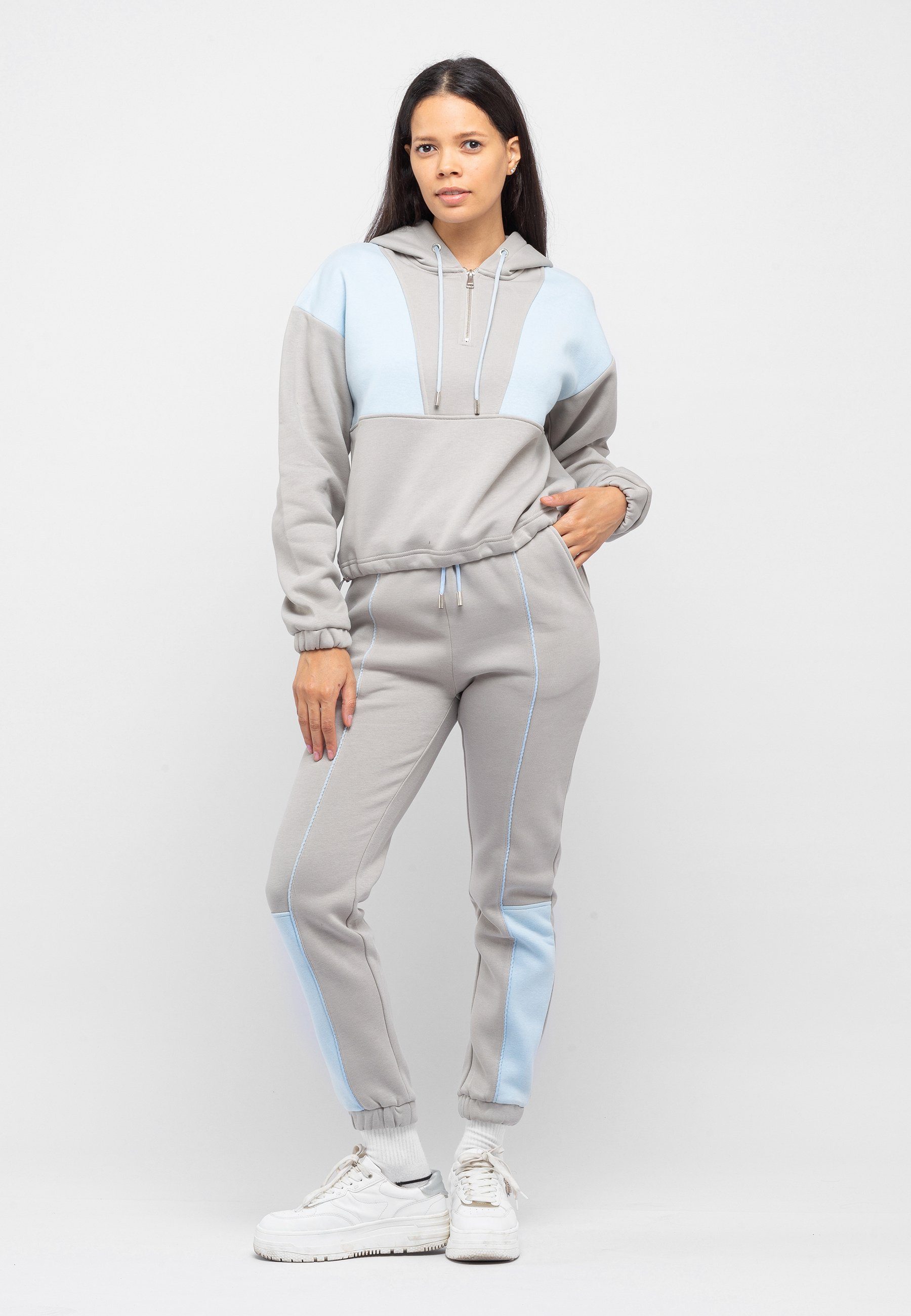 Tom Barron Trainingsanzug Casual Oversize Tracksuit Half Zipper In Front, mit modernem Design