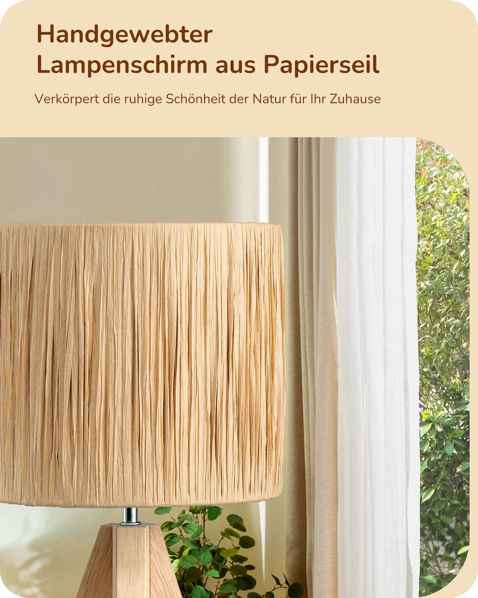 EDISHINE LED Nachttischlampe mit Seil-Lampenschirm, LED günstig online kaufen