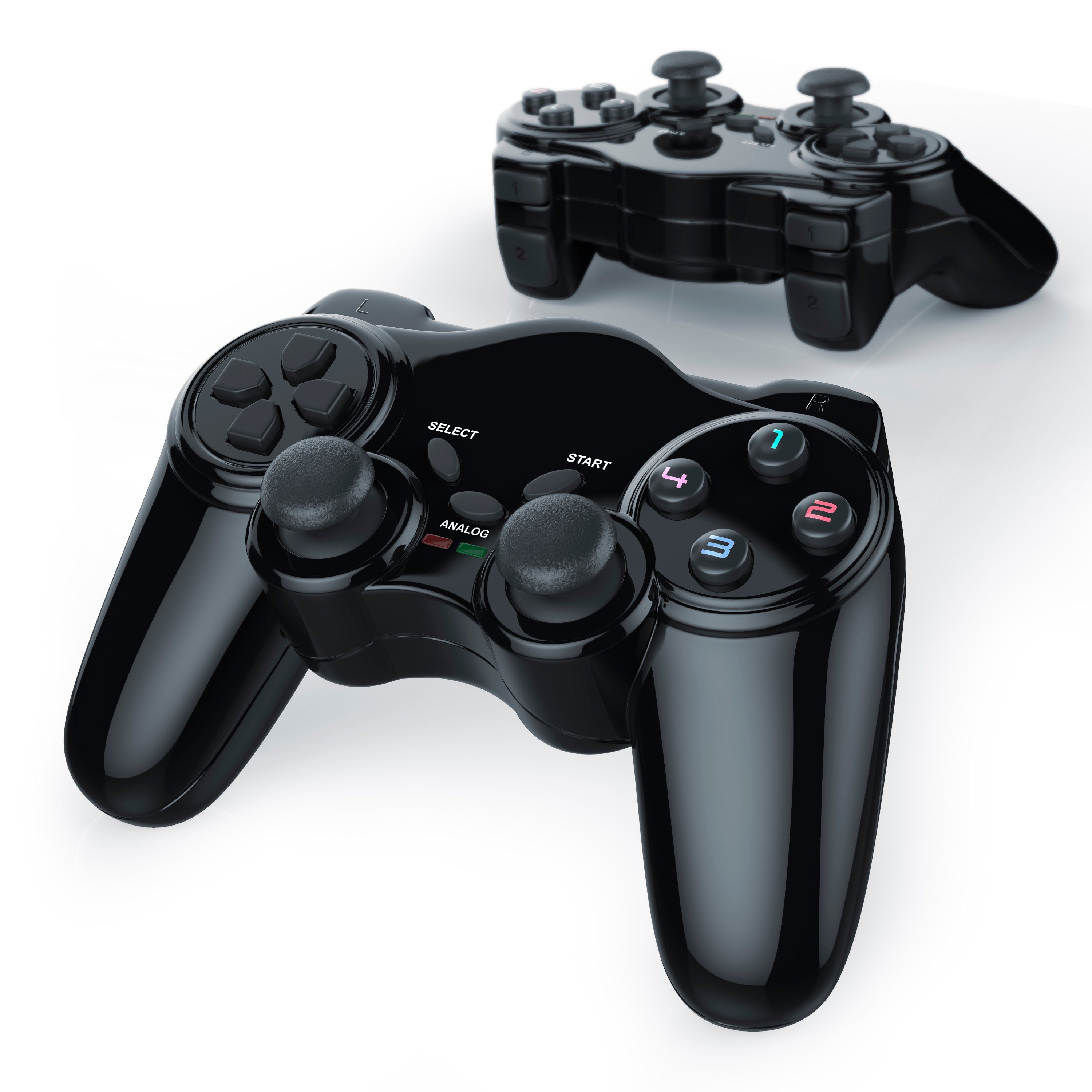 CSL PlayStation-Controller (Spar-Set, 2 St., Wireless PS2 Gamepad, 2,4 GHz Funk Adapter mit Dual Vibration)
