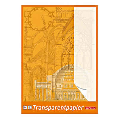 Herlitz Transparentpapier, 30 Blatt, DIN A4, 65 g/m², radierfest, bruchfest, lichtpausfähig