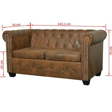 furnicato Chesterfield-Sofa Chesterfield Sofa 2-Sitzer Kunstleder Braun