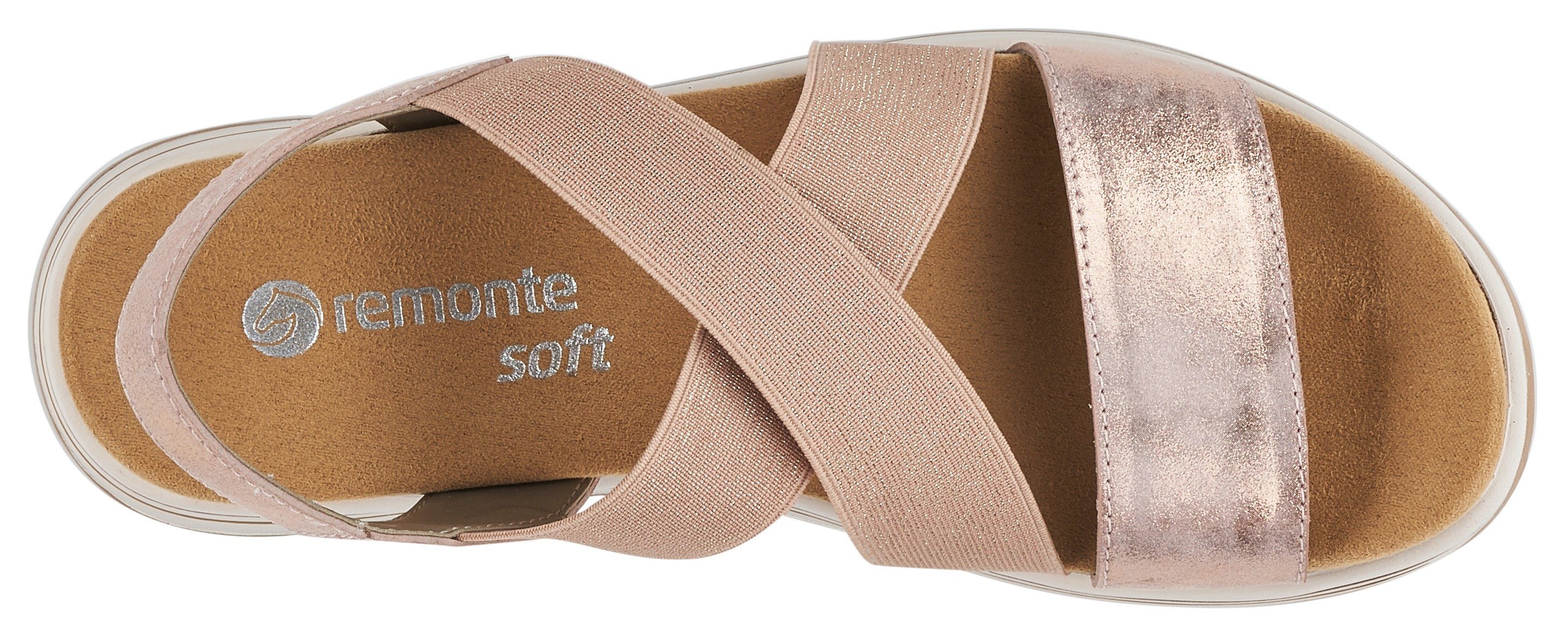 mit G Sandale flexiblen (weit) Remonte Weite rosé-metallic Gummiriemchen,