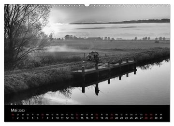 CALVENDO Wandkalender Ost-Friesische Schwarz-Weiß-Ansichten (Premium, hochwertiger DIN A2 Wandkalender 2023, Kunstdruck in Hochglanz)