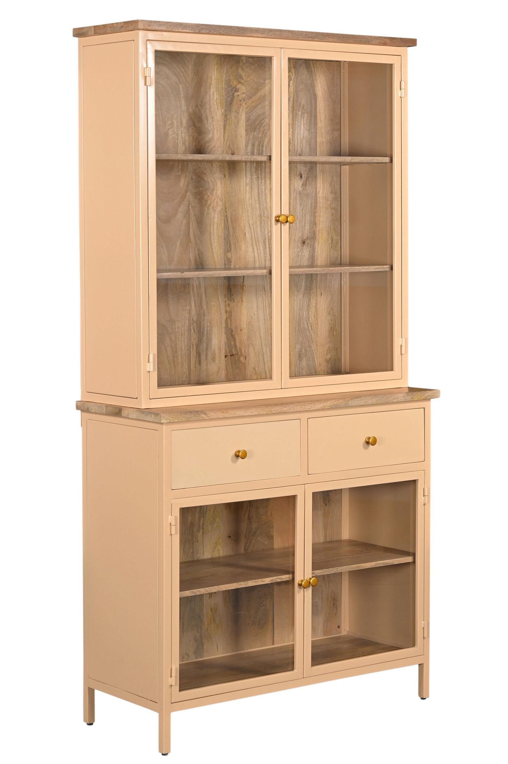 Vintagehaus Küchenbuffet Landhaus Vitrine Küchenbuffet Provence Vintage Metallkorpus Holz 200cm