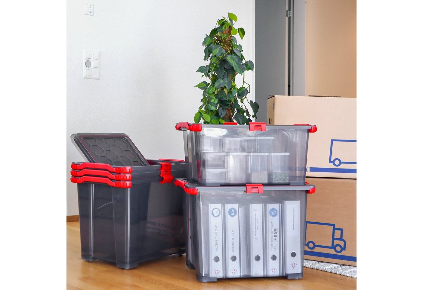 Thumbnail - ROTHO Aufbewahrungsbox EVO TOTAL PROTECTION Kiste 3er-Set Box 65l m. Rädern, (Aufbewahrungsset, 3er-Set)