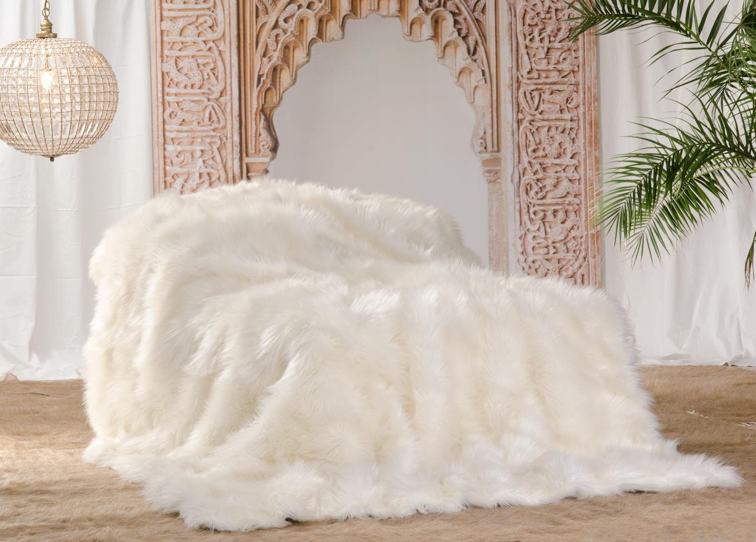 Wohndecke Felldecke (Kunstfell) "Tibetlamm" in wollweiß, Wohnen und Accesso günstig online kaufen