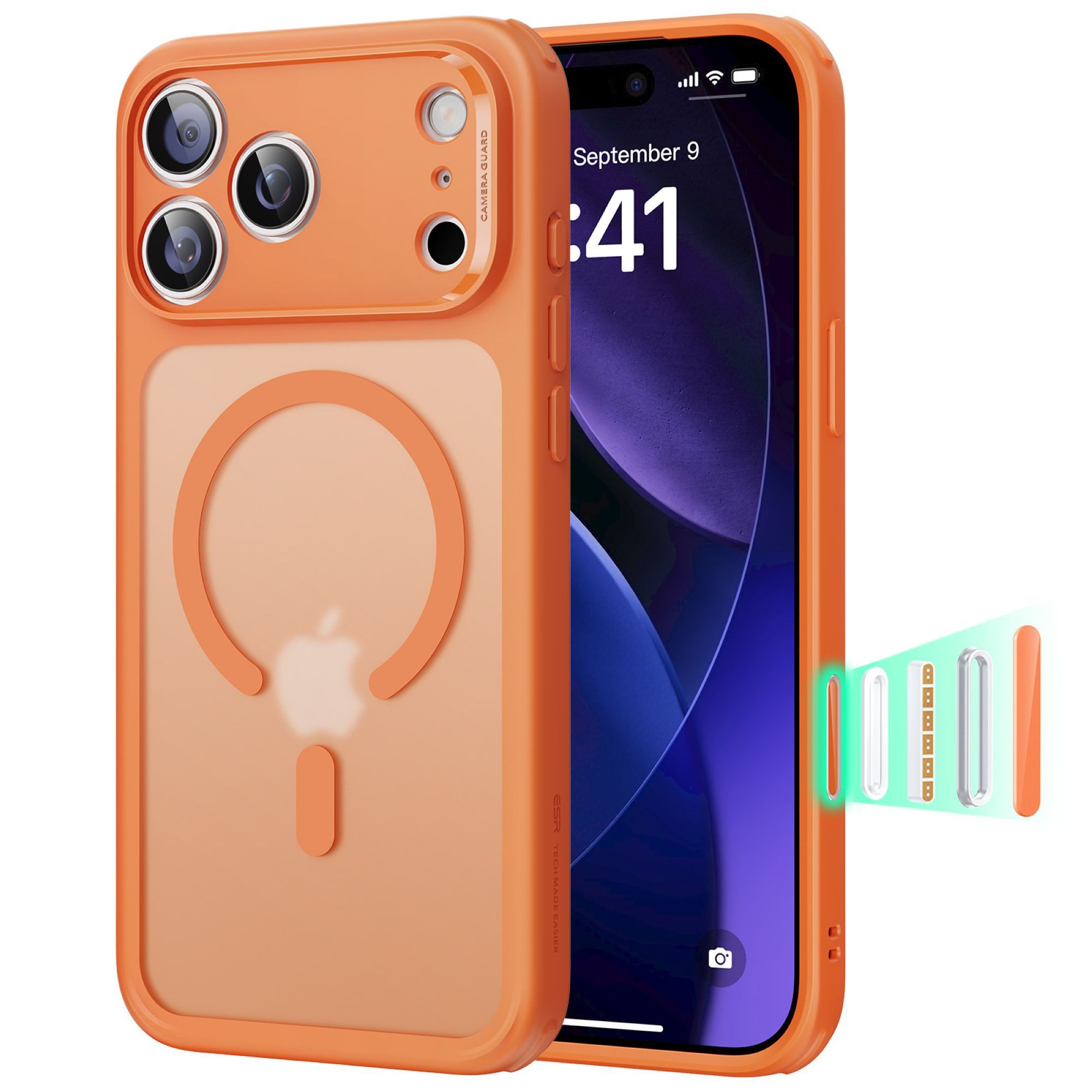 ESR Handyhülle Classic Hybrid HaloLock Case für das iPhone 17 Pro/Pro Max, mit Kamerasteuerungstaste, 3,3m Fallschutz, Vergilbungsbeständig