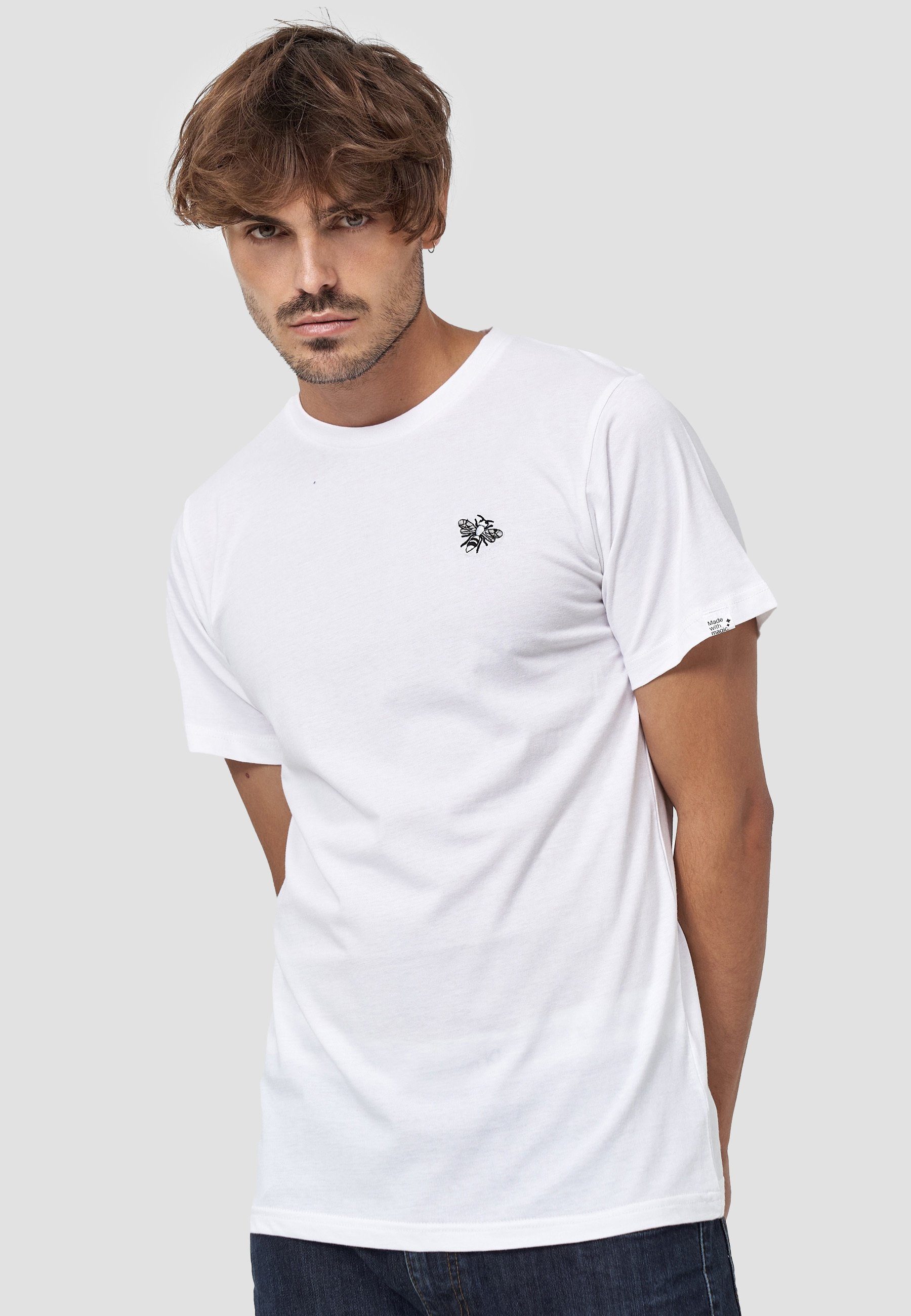 MIKON T-Shirt Fliege GOTS zertifizierte Bio-Baumwolle Weiß