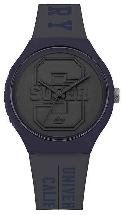 Superdry Quarzuhr, Superdry Herren Analog Quarz Uhr mit Silikon Armband SYG240EU