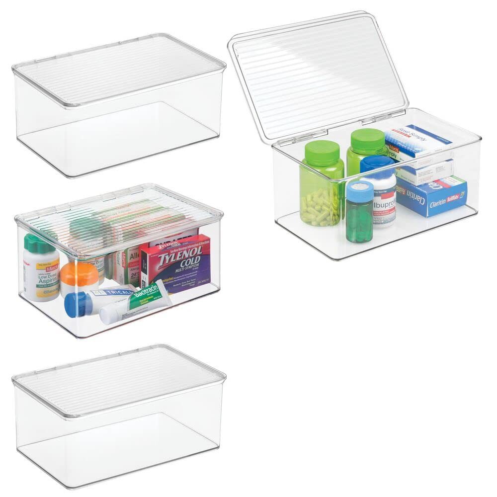 2mGoods Aufbewahrungsbox mit Deckel 4er-Set (praktische Kunststoffbox für die Küche, das Bad und Co., 4 St., stapelfähiger Küchenbehälter), durchsichtig