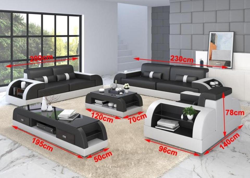 Sofa Made Europe 3+2 JVmoebel Komplett Sofa Polster in Leder Couch Sofagarnitur 2tlg., Set