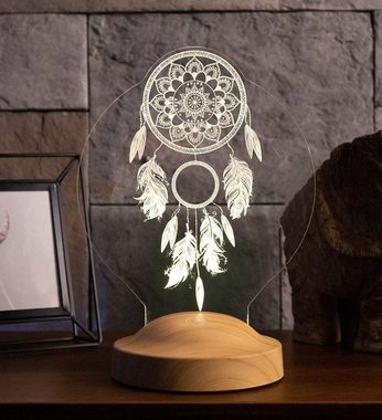 Geschenkelampe LED Nachttischlampe Traumfänger Dreamcatcher 3D UV Druck Nachtlicht, Leuchte 7 Farben fest integriert, Geburtstagsgeschenk für Freunde, Mädchen, Jungen, Partner, Mama, Oma