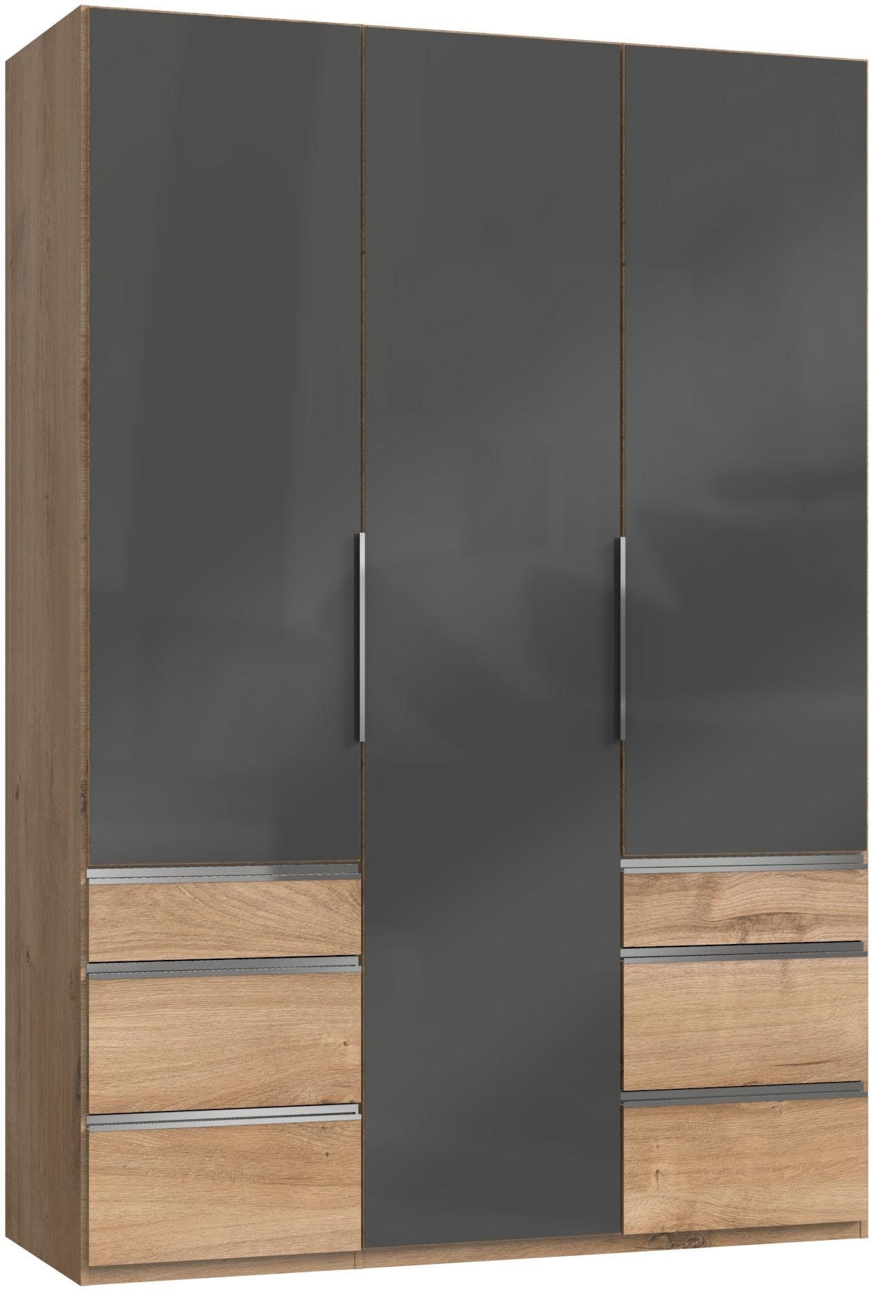 To plankeneichefarben/Grauglas Kleiderschrank Fresh Glastüren mit Go vollflächigen Level