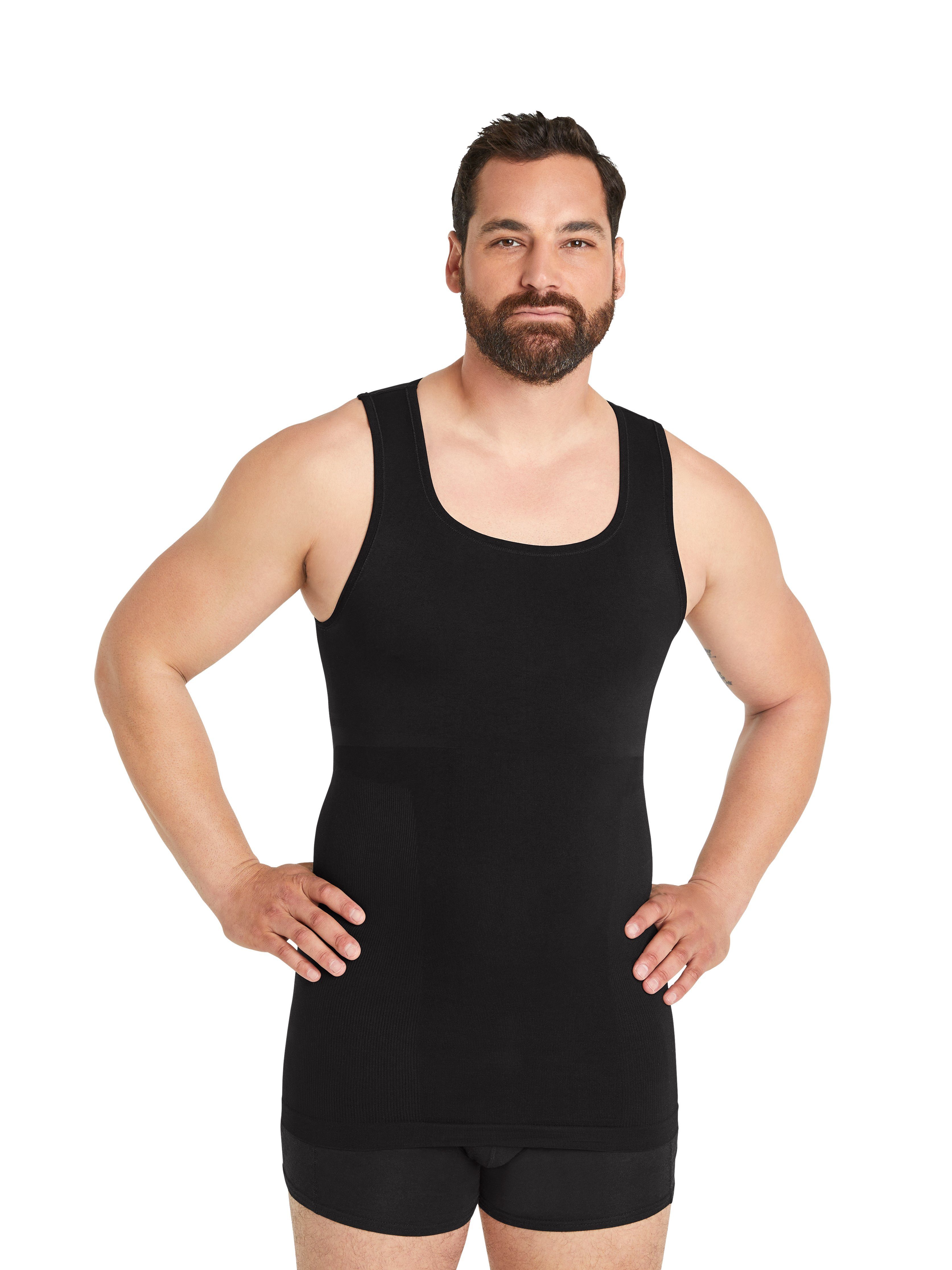 FINN Design Shapinghemd Seamless Kompressions-Unterhemd Herren ohne Nähte Starker Body-Shaper für Männer Schwarz