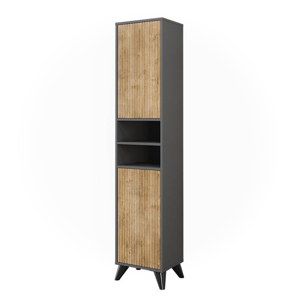 Vicco Hochschrank Leano, Anthrazit/Bergeiche, 38 x 180 cm mit 2 Türen (1-St)