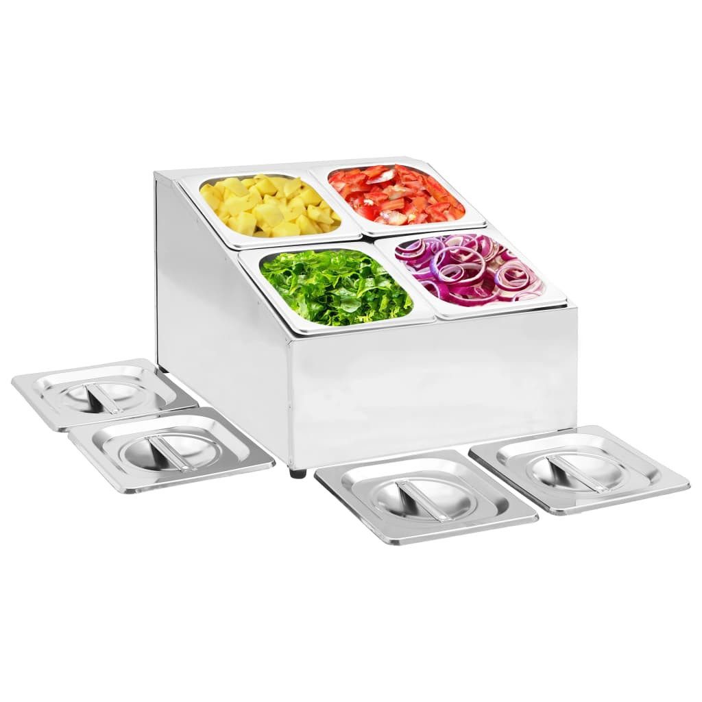 vidaXL Küchenregal Gastronorm-Ständer mit 4 GN 1/6 Behältern Edelstahl