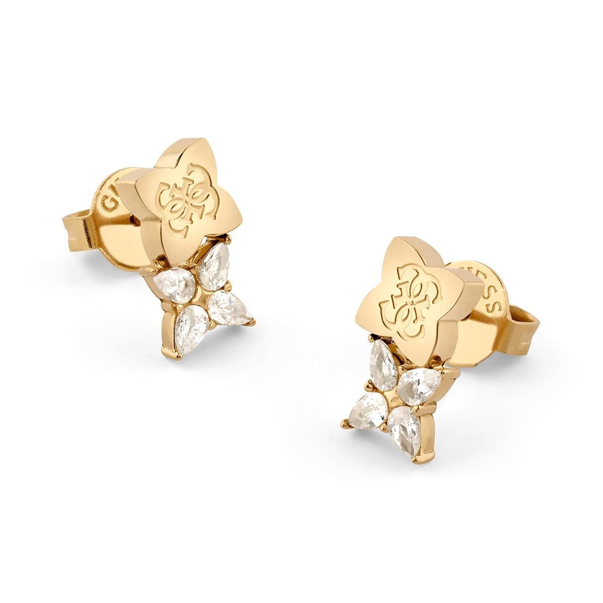 Guess Paar Серьги-гвоздики Damen-Double Leaf Goldfarben