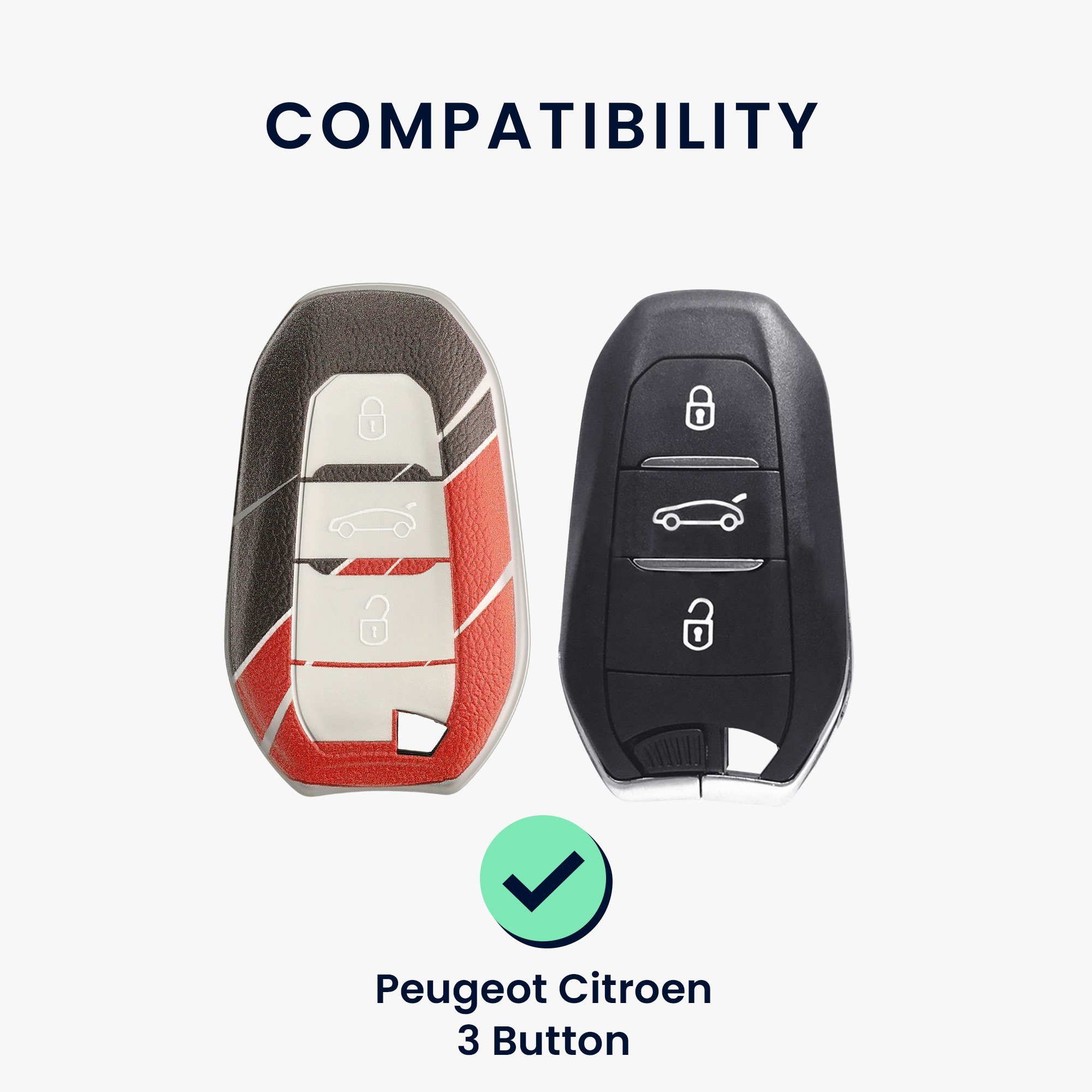 TPU Autoschlüssel Citroen, Schutzhülle Hülle Cover kwmobile Peugeot Schlüsseltasche Grau Schlüsselhülle für