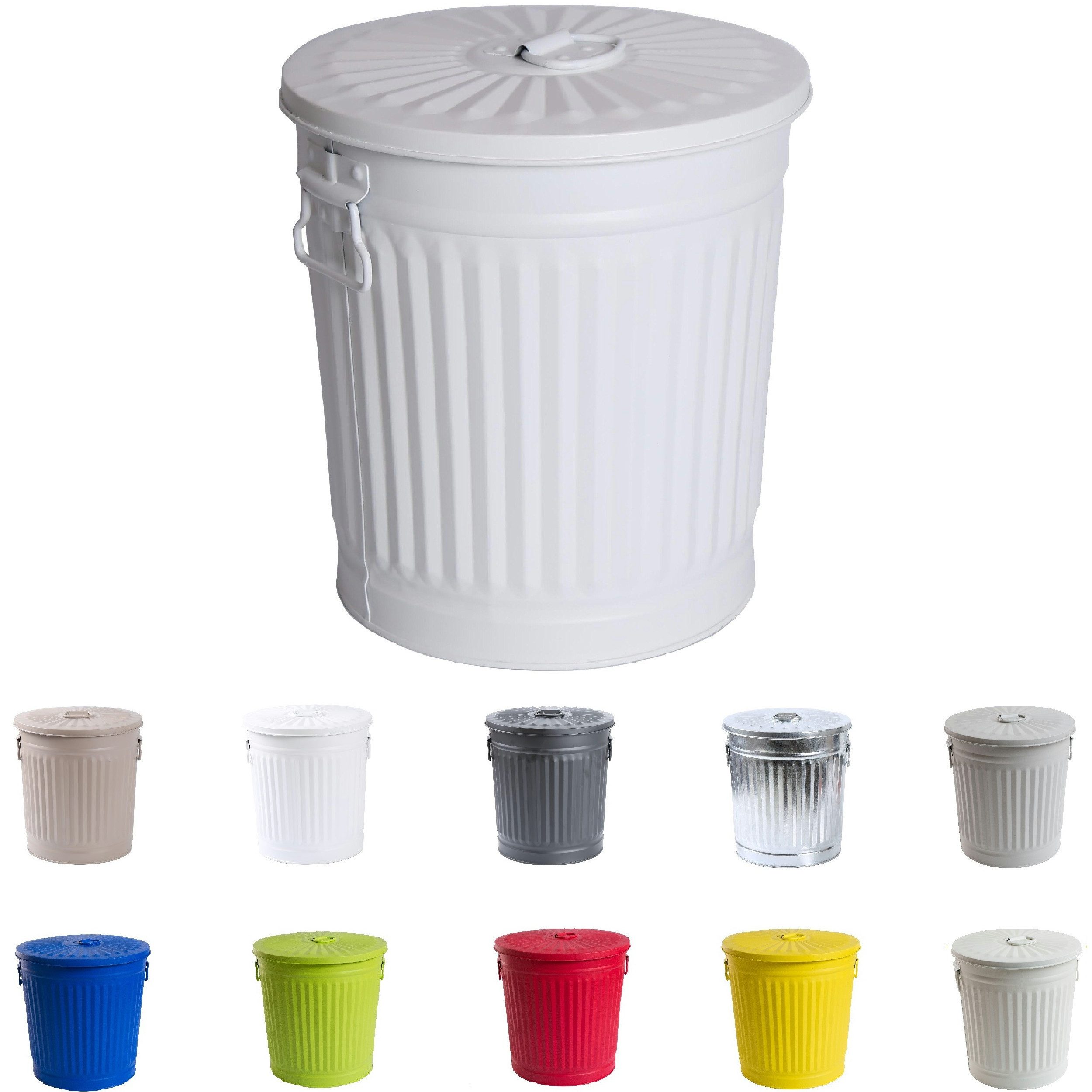 Jinfa Mülleimer Mülleimer mit Deckel, Ascheeimer, Mülltonne, aus Metall, Höhe 21,5cm Ø Oben 21,5 cm, Vol.: 7 Liter. € 29,99