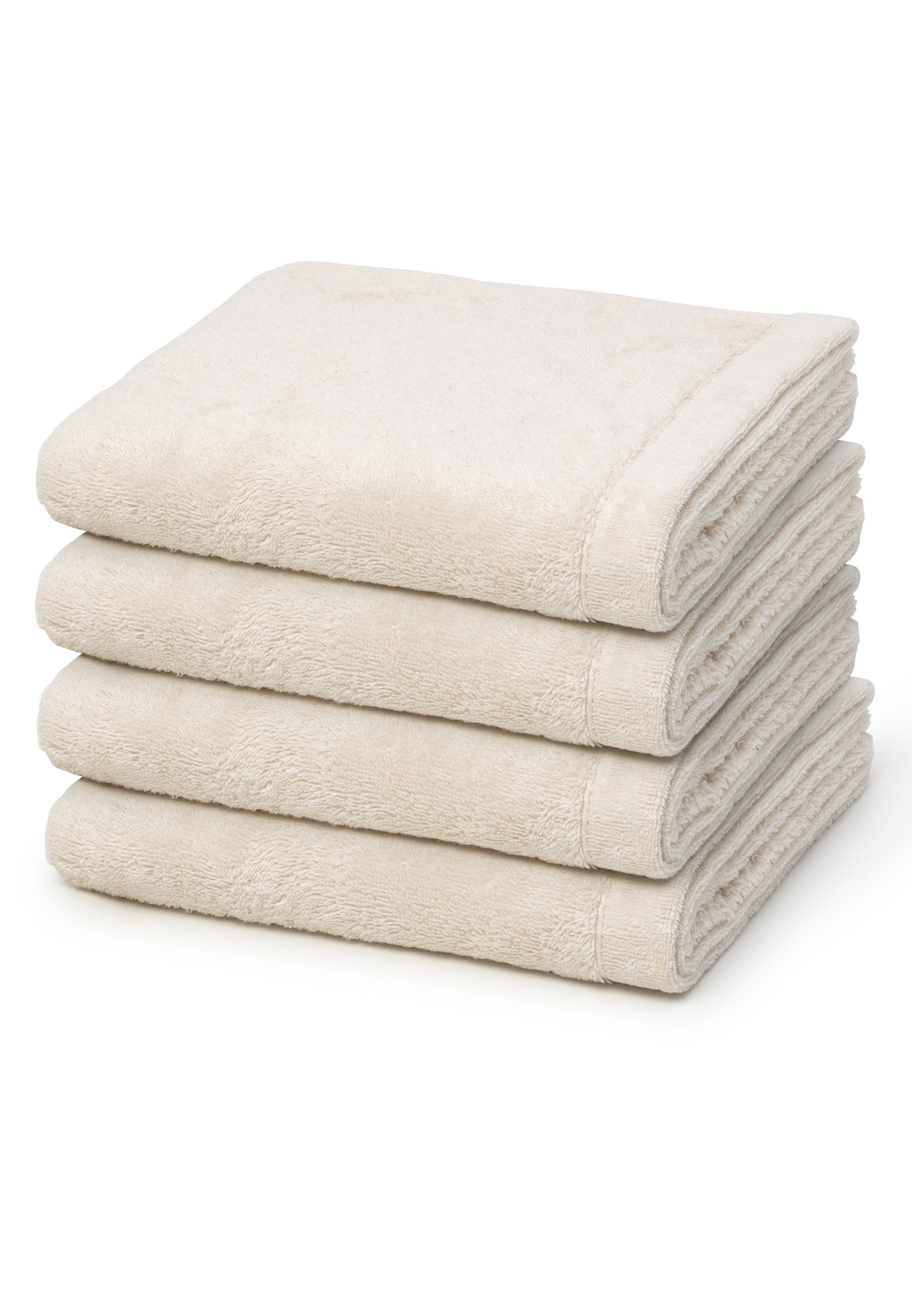 Cawö Handtuch Set Lifestyle, Walkfrottee, (Spar-Set, 4-tlg), 4 X Handtuch im Set - Baumwolle - Weich und extra flauschig Natur