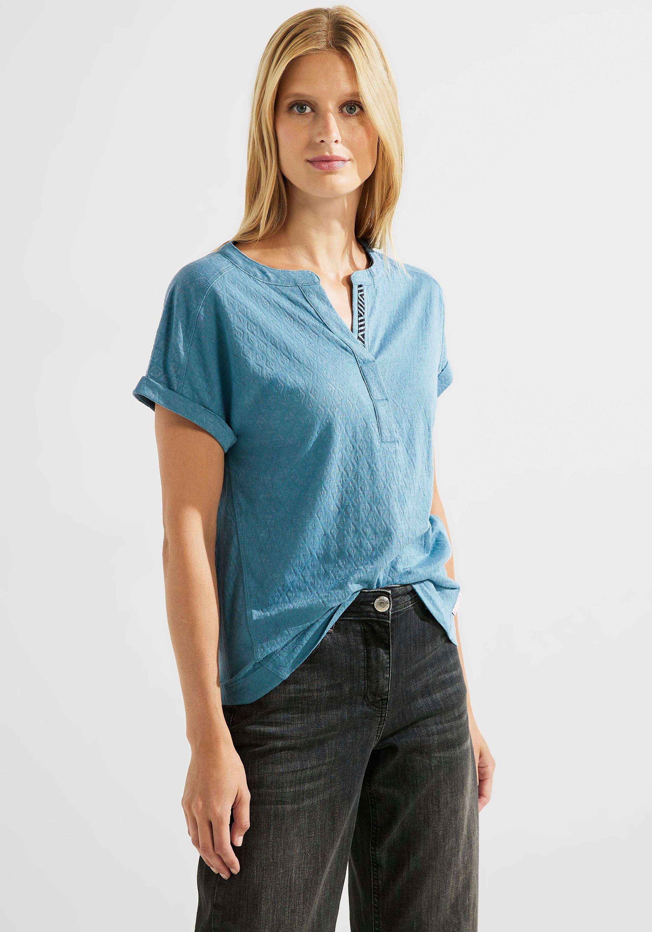 Cecil T-Shirt mit Allover-Muster in Rhombusform adriatic blue