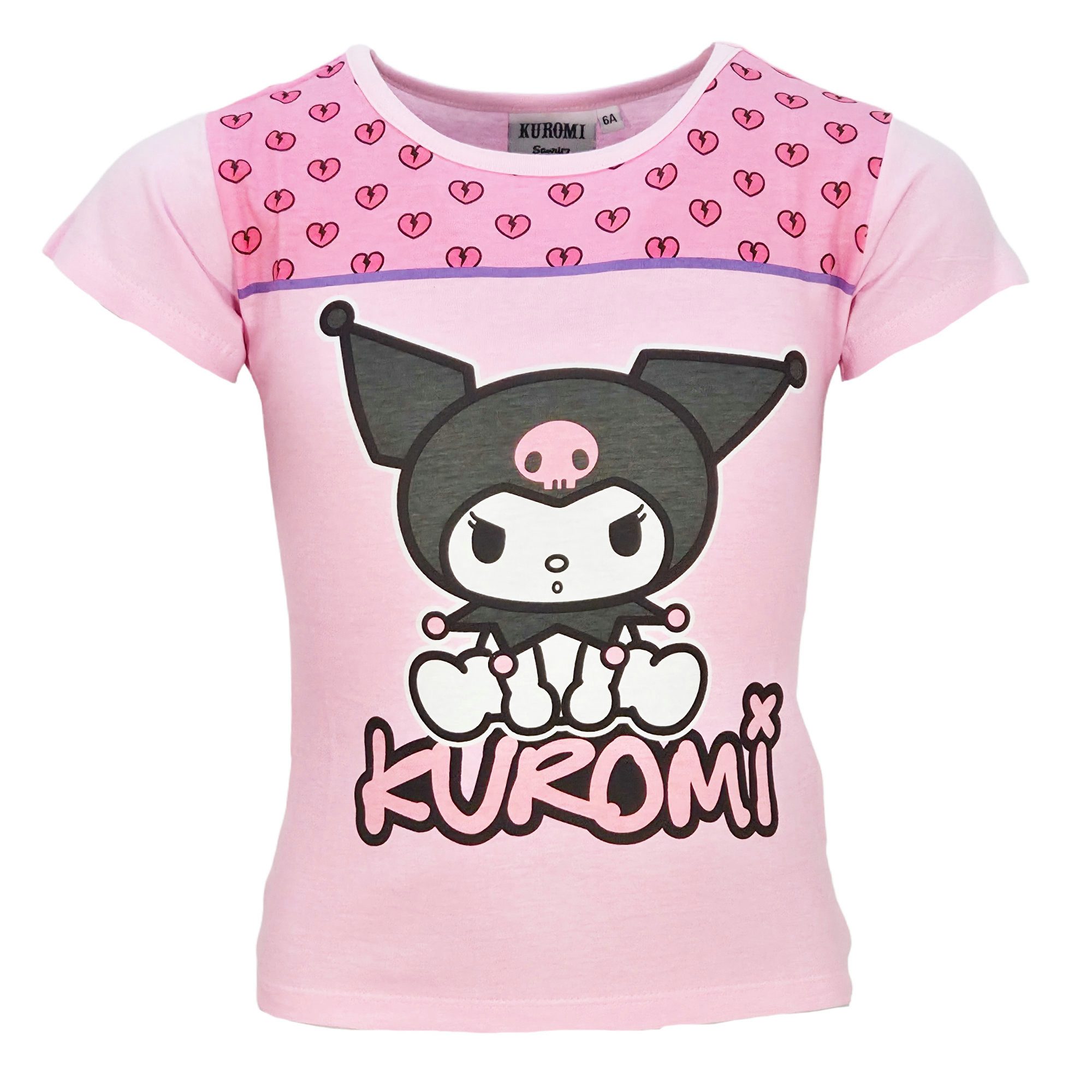 Hello Kitty Print-Shirt Hello Kitty Kuromi Kinder Mädchen kurzarm T-Shirt Shirt 100% Baumwolle, Gr. 98 bis 128