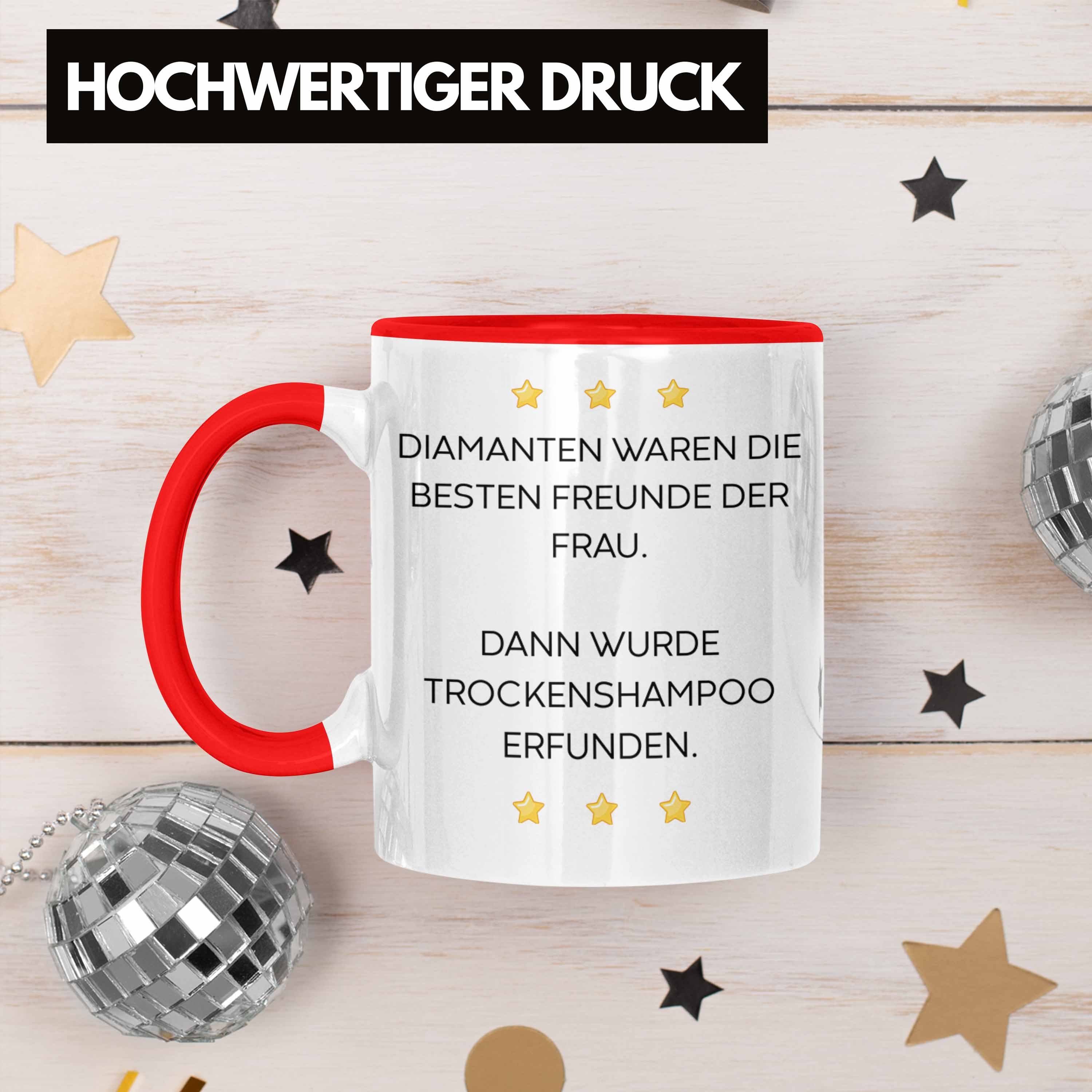 Büro Tassen mit Trendation Arbeit Trockenshampoo für Frauen mit Spruch - Becher Männer Lustig Tasse Rot Tasse Trendation Geschenk Lustige Sarkasmus Kollegin Sprüchen