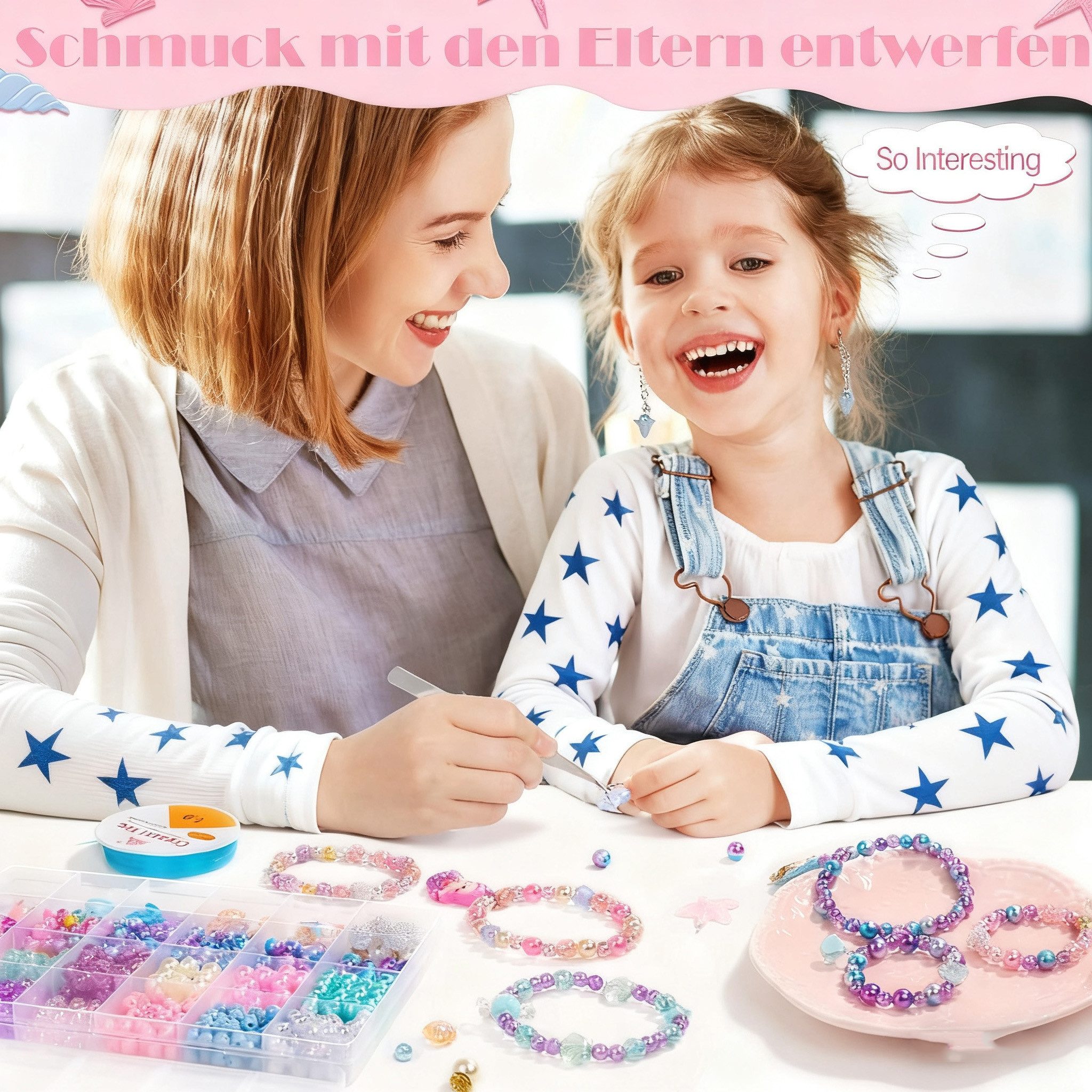 CLTYQ Ketten und Armband Set Armbänder Selber Machen Kinder,Farben Armband Meeresthema Bastelset (625-tlg), Schmuckzubehör zum Auffädeln, DIY Armband Selber Mac – Bild 5 von 5