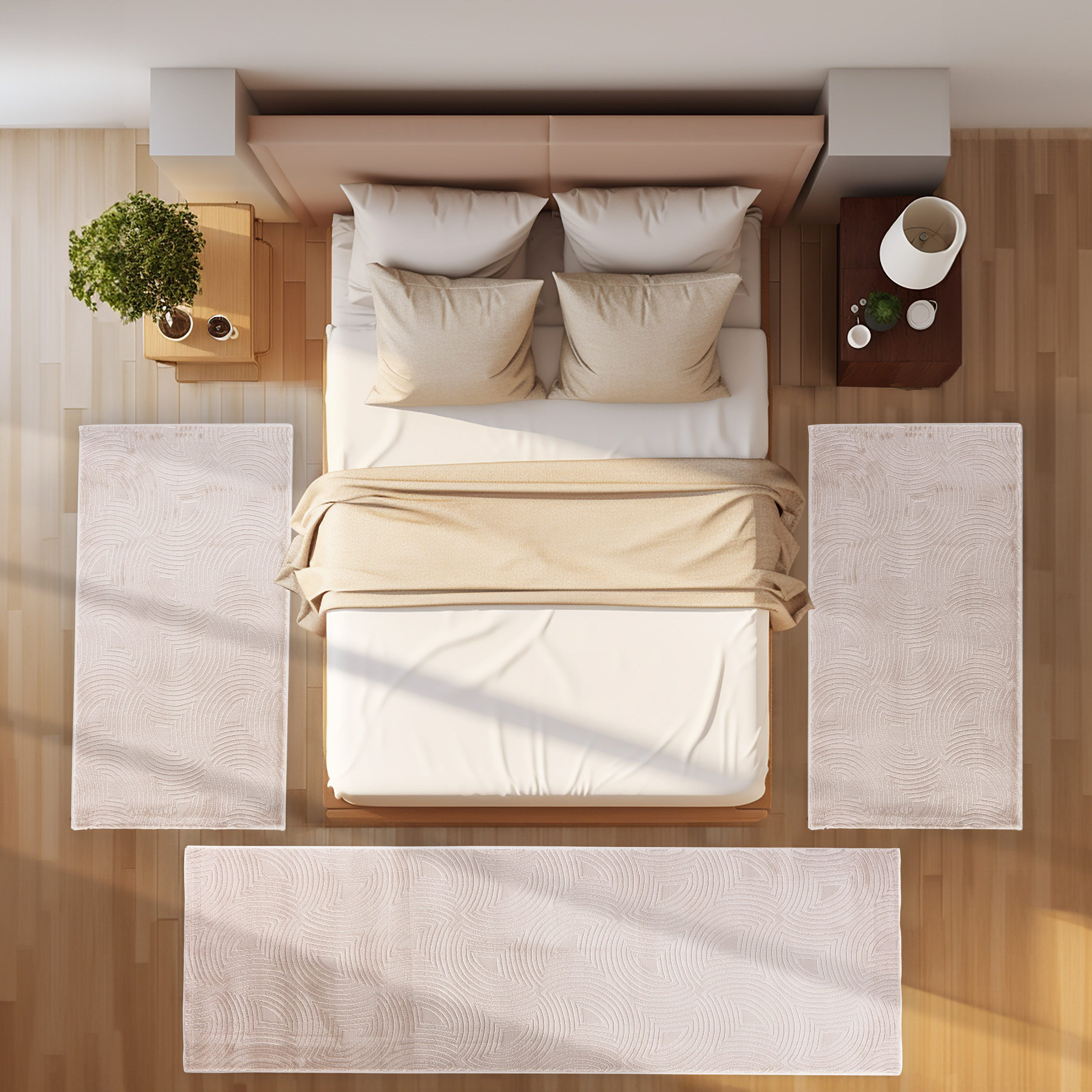 SIMPEX24 Kurzflor-Bettumrandung Skandinavisches Boho Muster, Höhe 12 mm, (B günstig online kaufen