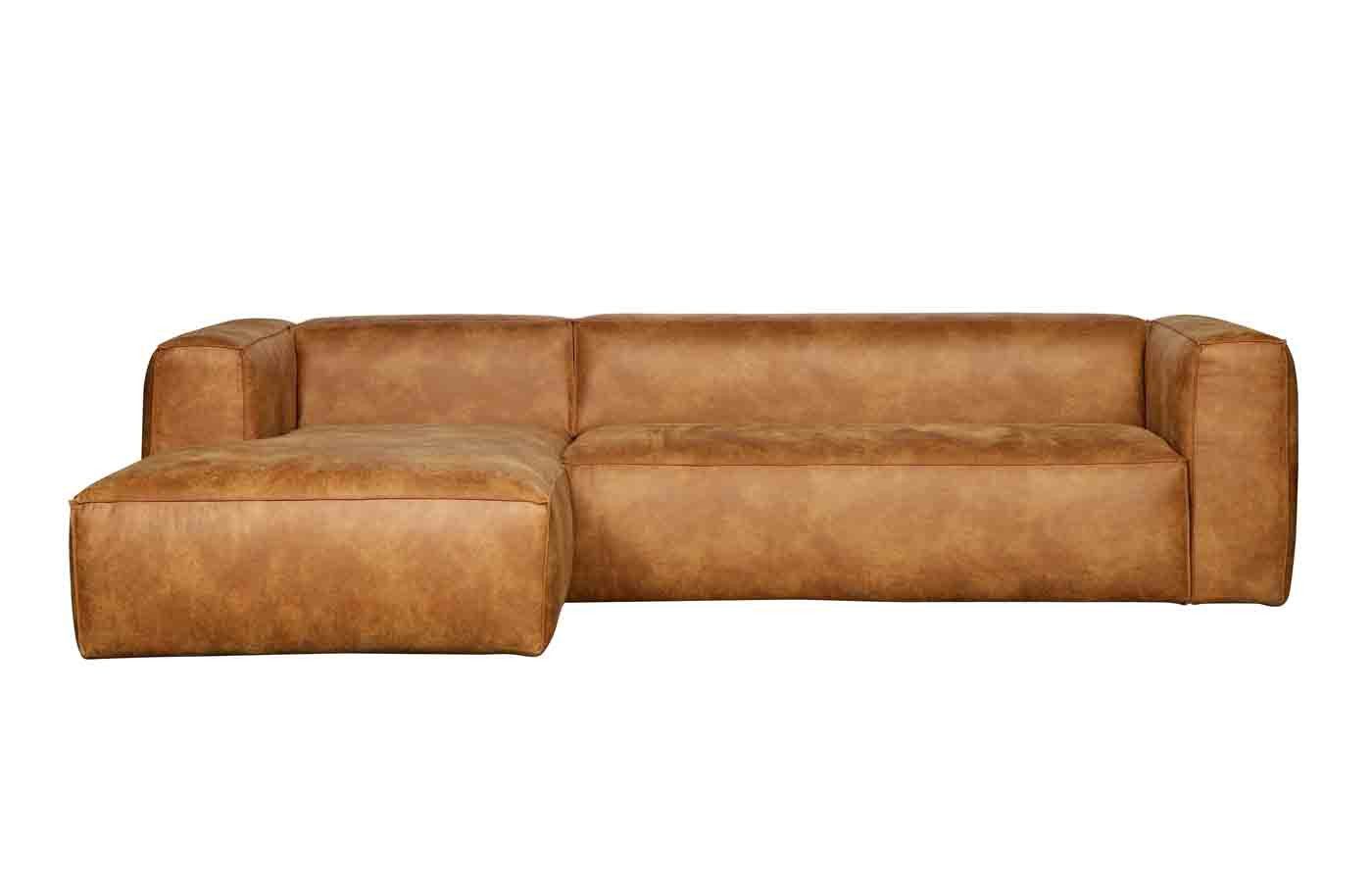 WOOOD Ecksofa Bean Lederoptik, links Cognac